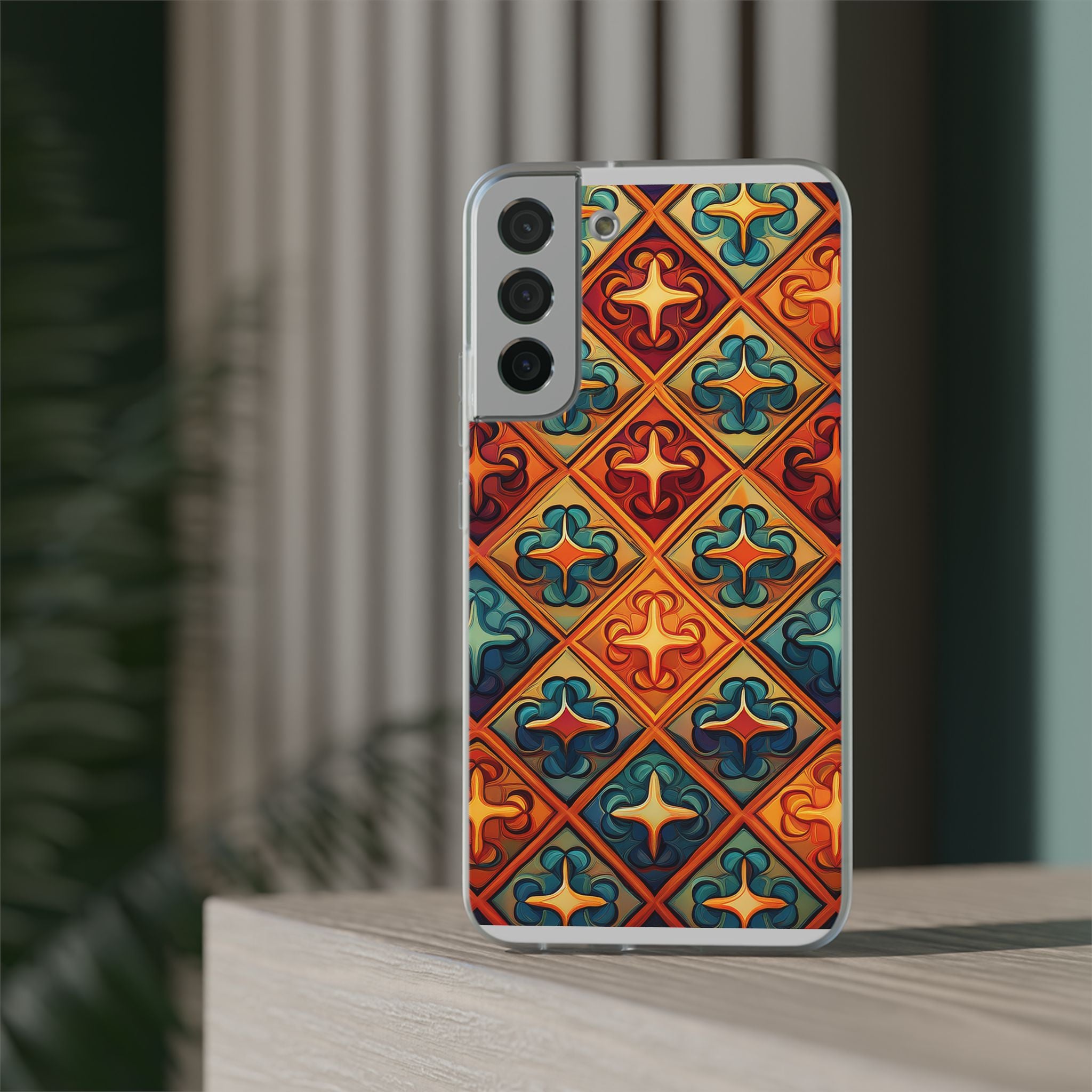 Vintage Tile Pattern Phone Case — Retro Moroccan Geometric Flexi Case