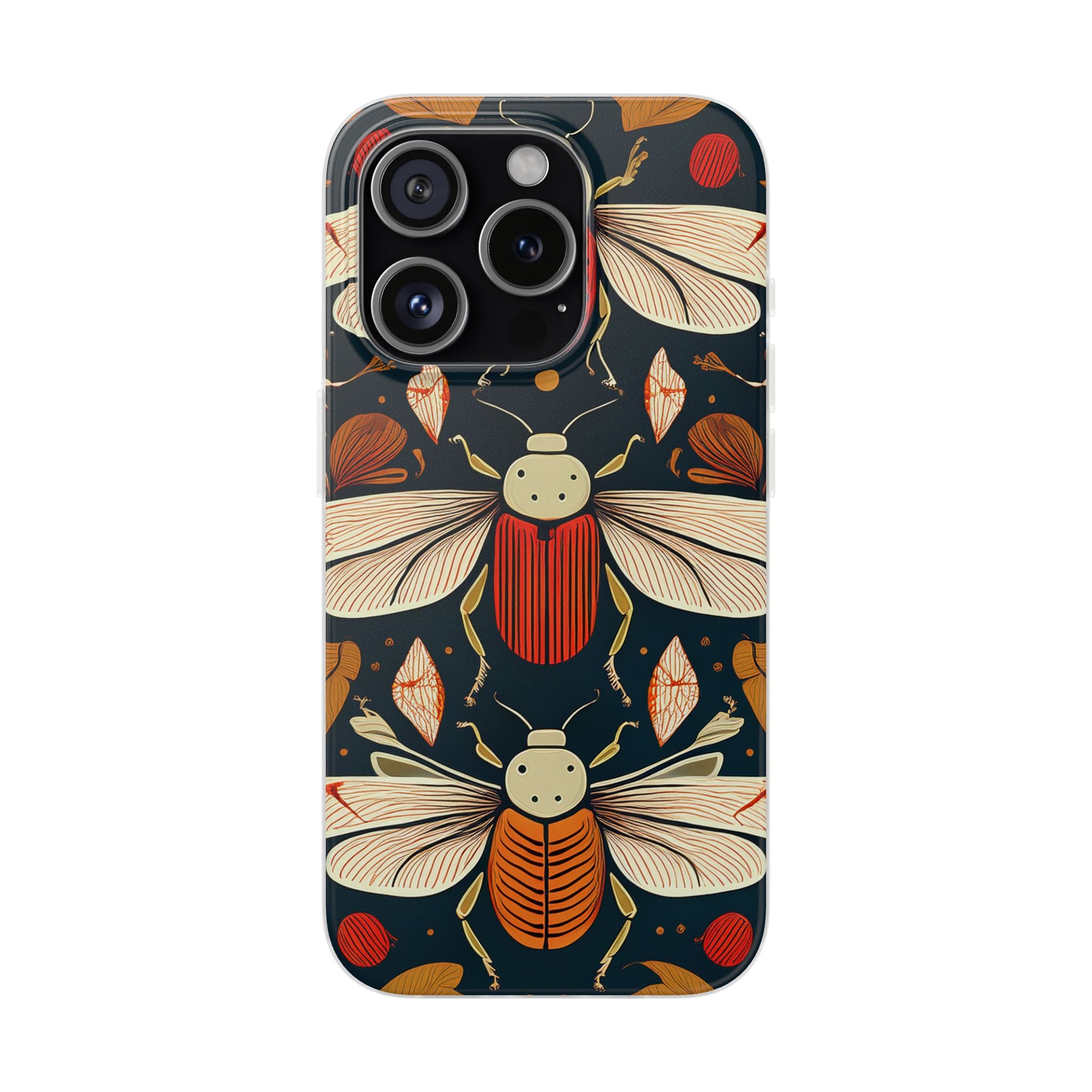 Bug Pattern Phone Case — Vintage Floral Firefly Design