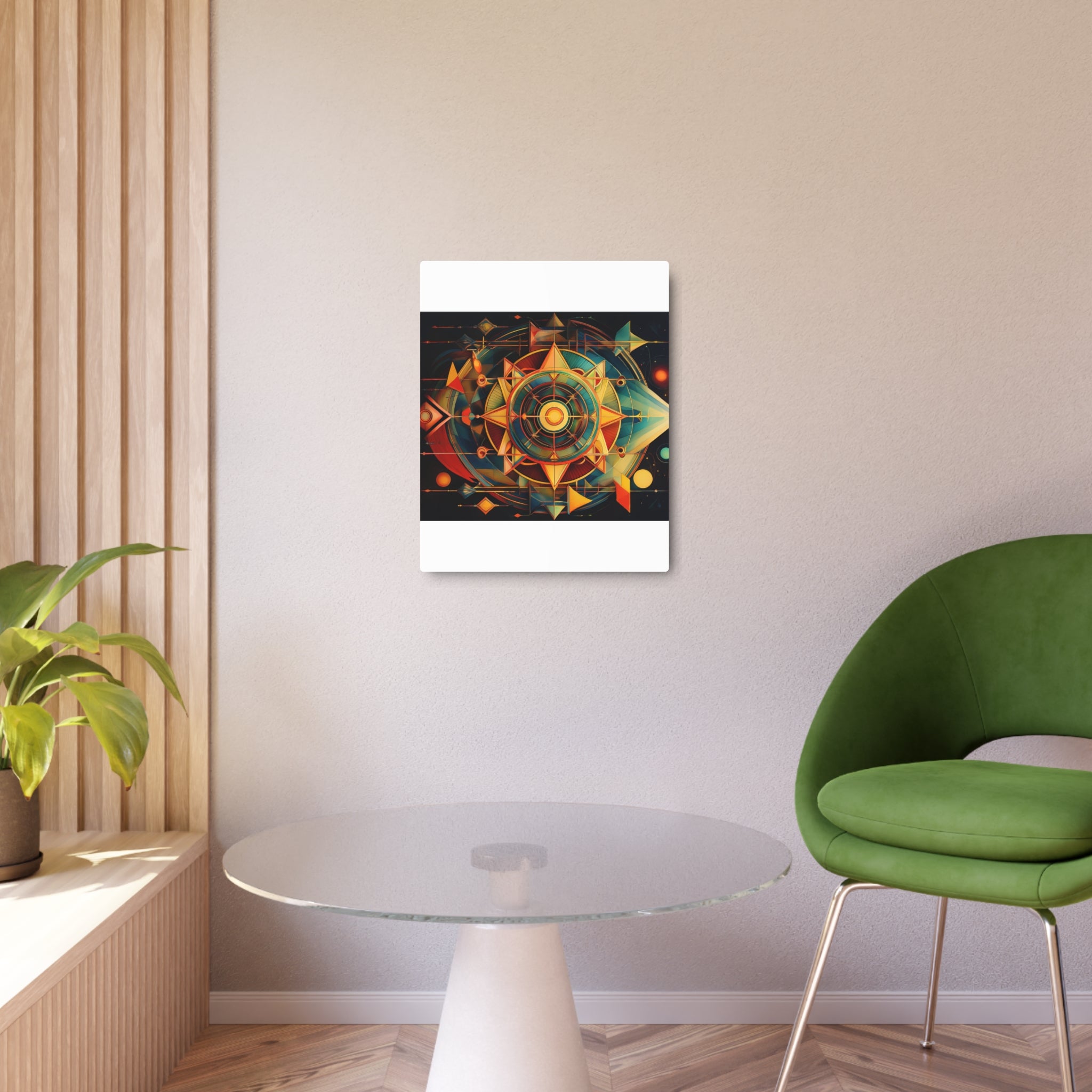 Geometric Compass Metal Art Sign — Abstract Nautical Wall Decor