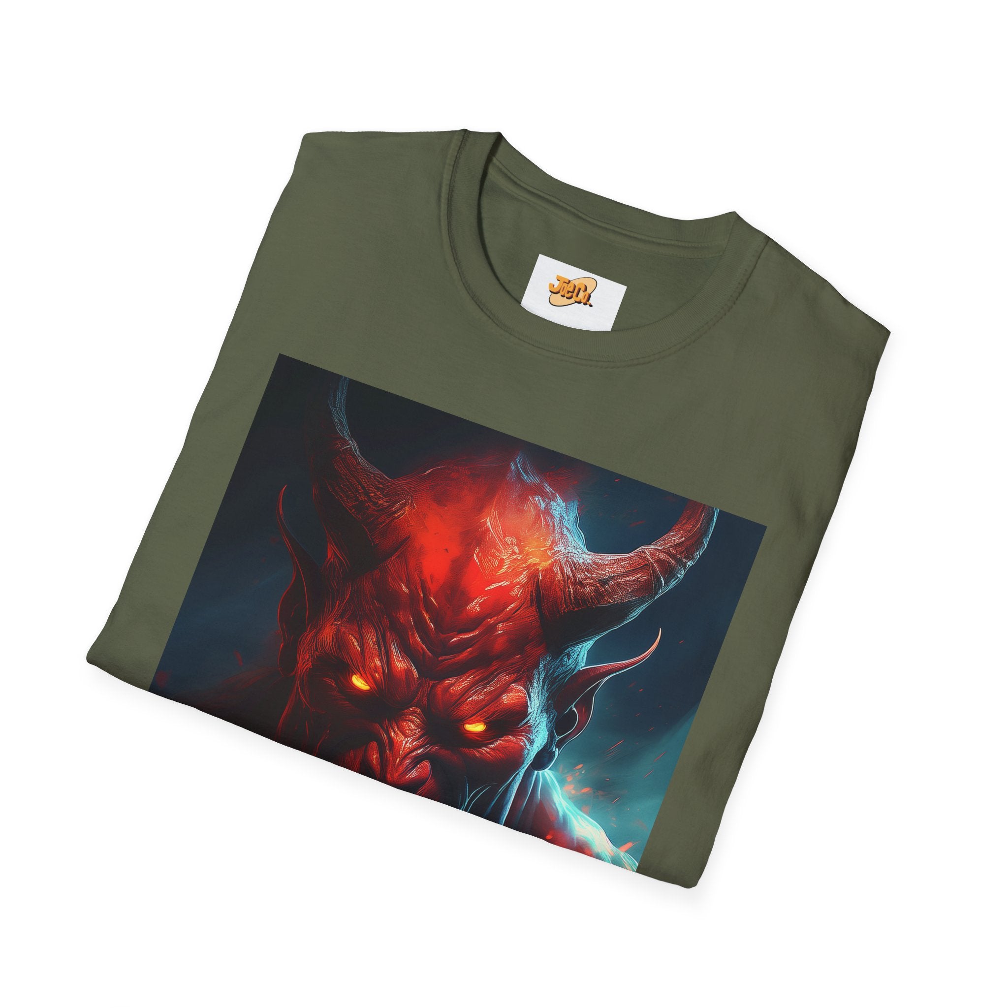 Demon Skull T-Shirt — Fiery Horned Demon Graphic Tee