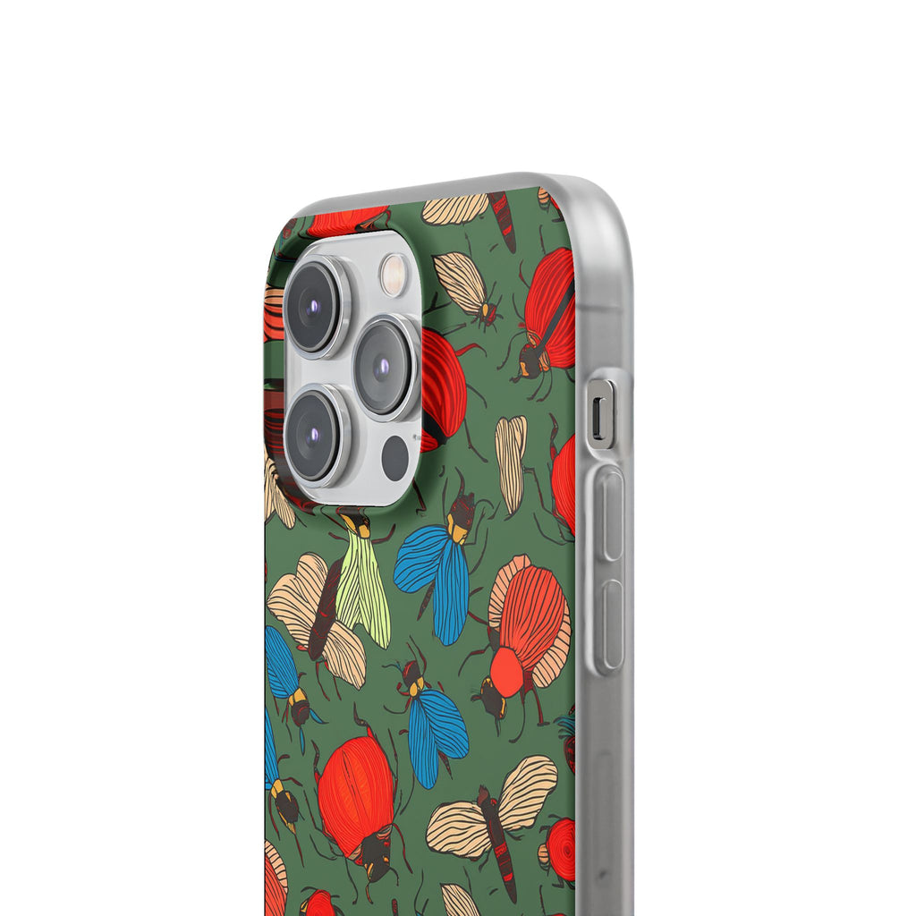 Bug Pattern Phone Case — Colorful Beetles & Flies Design