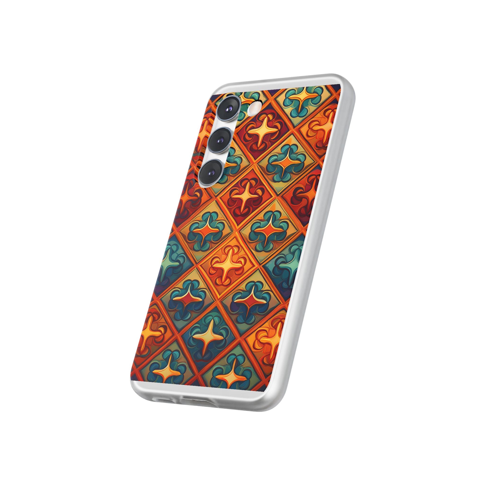 Vintage Tile Pattern Phone Case — Retro Moroccan Geometric Flexi Case