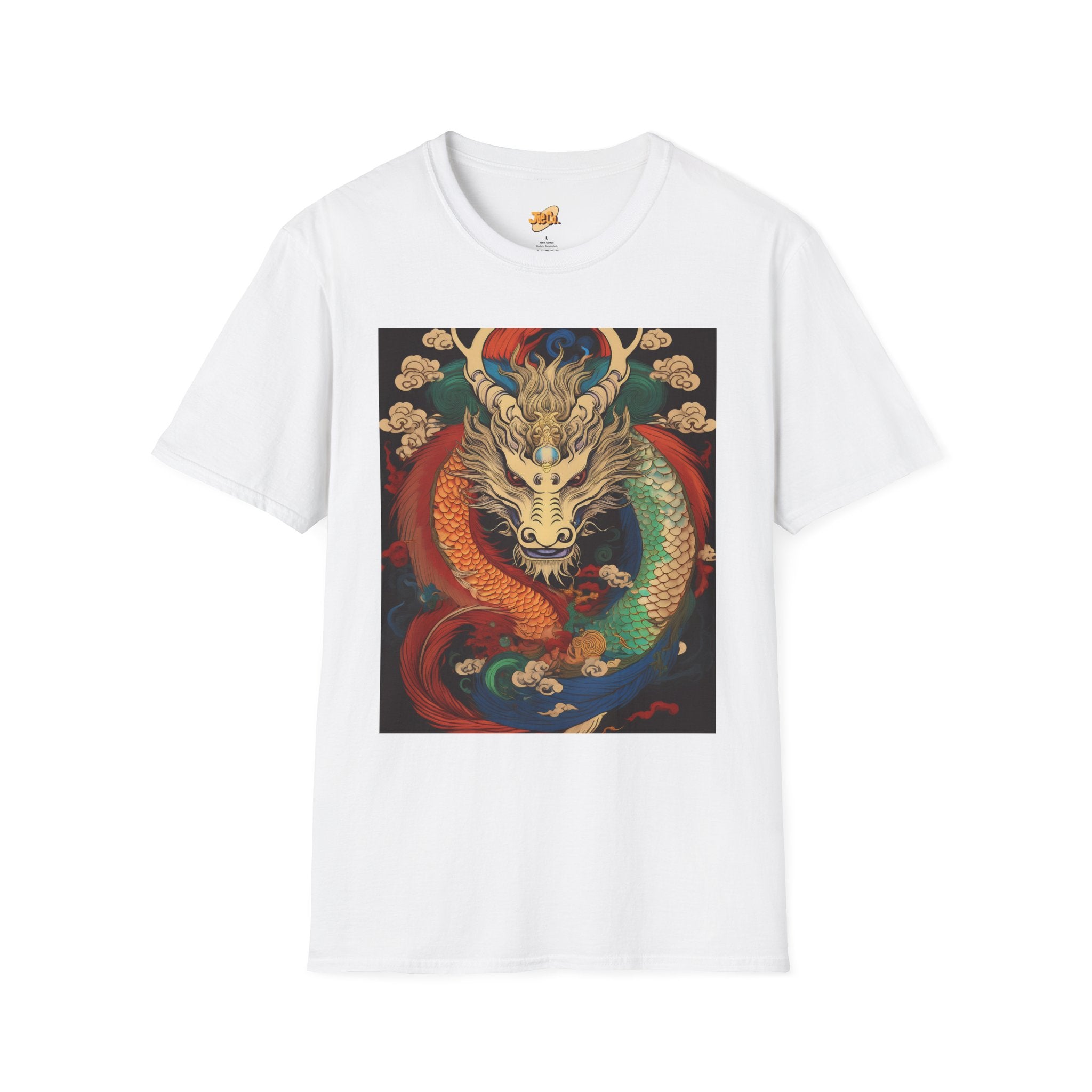 Dragon Koi Fusion T-Shirt — Vibrant Asian Mythical Dragon & Koi Art Tee