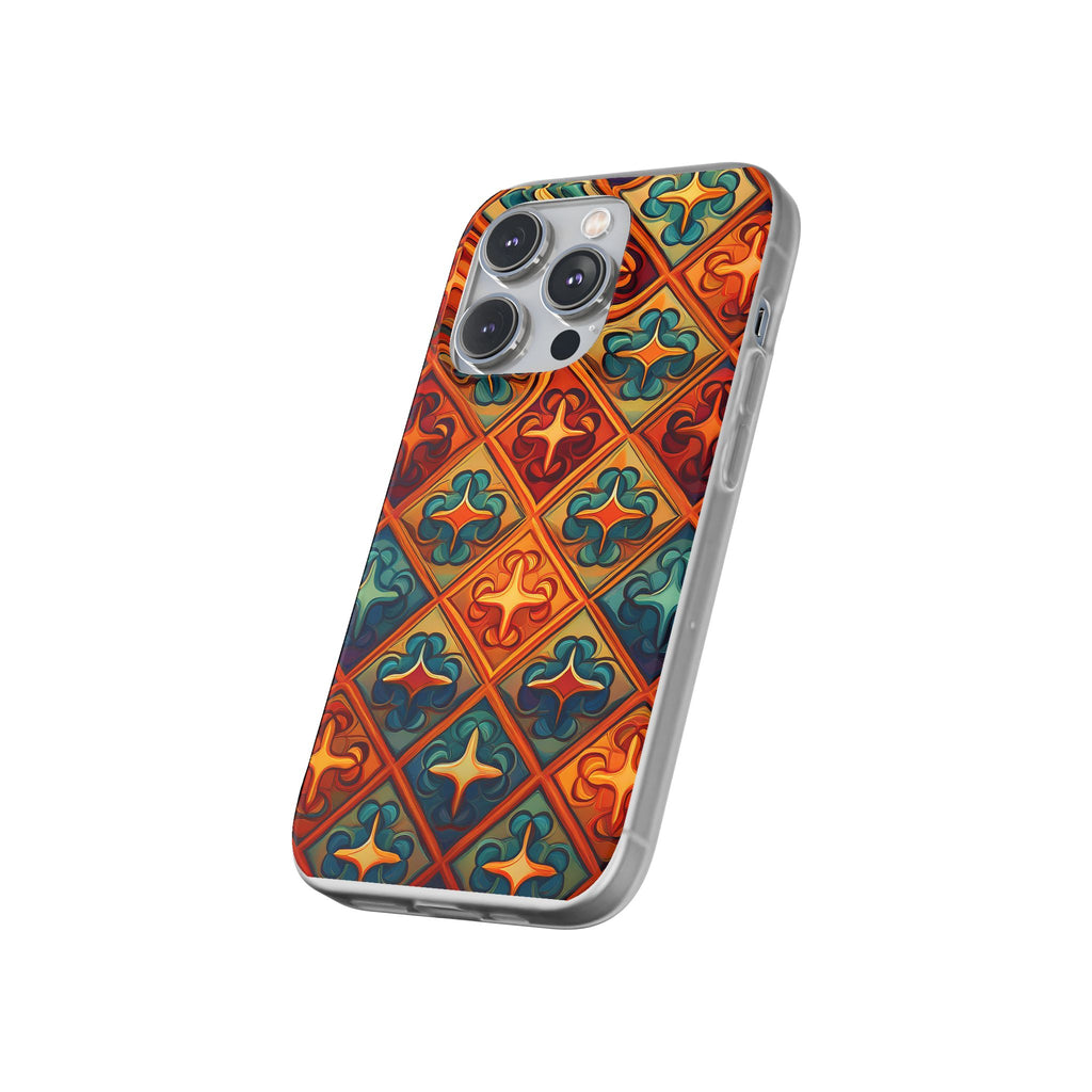 Vintage Tile Pattern Phone Case — Retro Moroccan Geometric Flexi Case