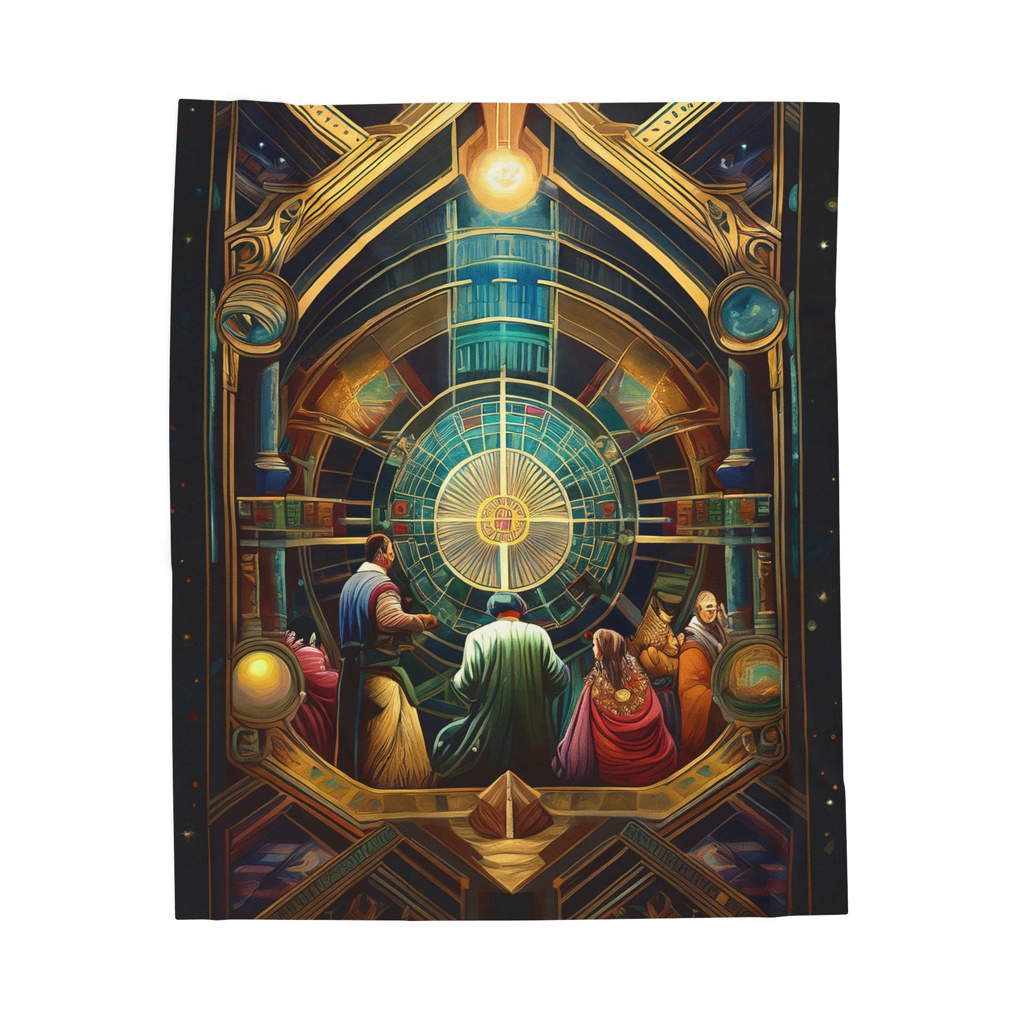 Velveteen Plush Blanket — Mystical Astrarium Tapestry Design