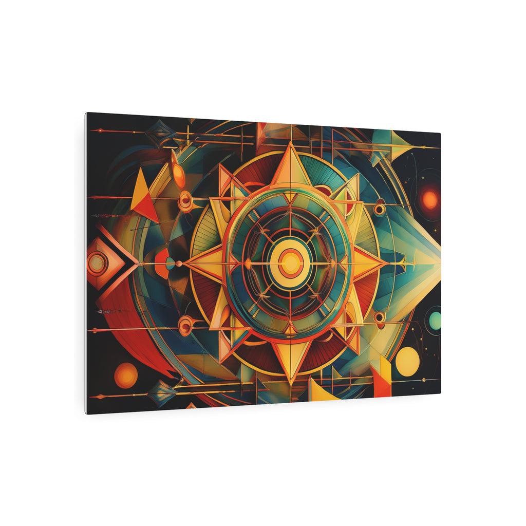 Geometric Compass Metal Art Sign — Abstract Nautical Wall Decor