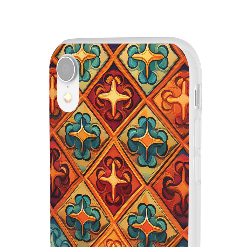 Vintage Tile Pattern Phone Case — Retro Moroccan Geometric Flexi Case