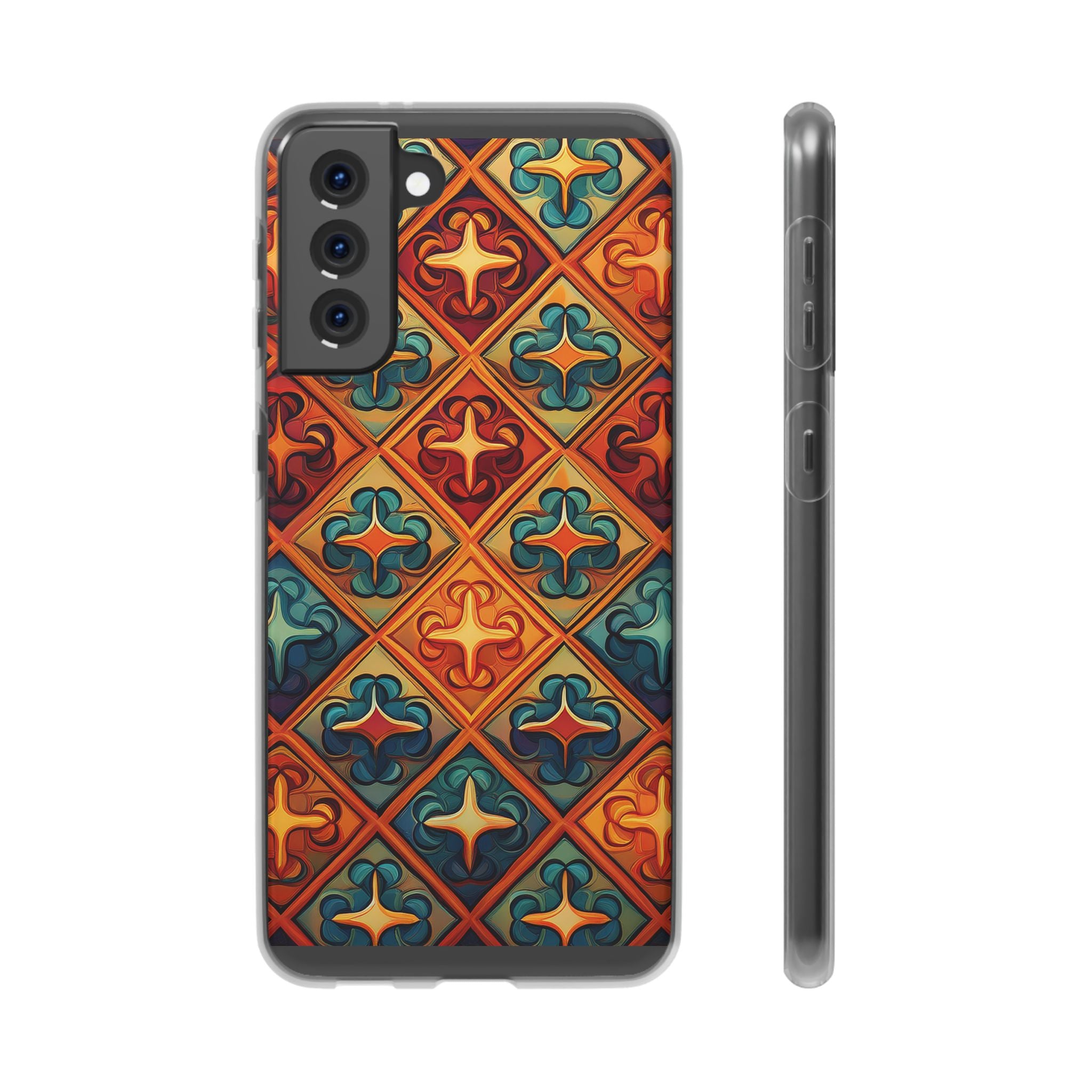 Vintage Tile Pattern Phone Case — Retro Moroccan Geometric Flexi Case