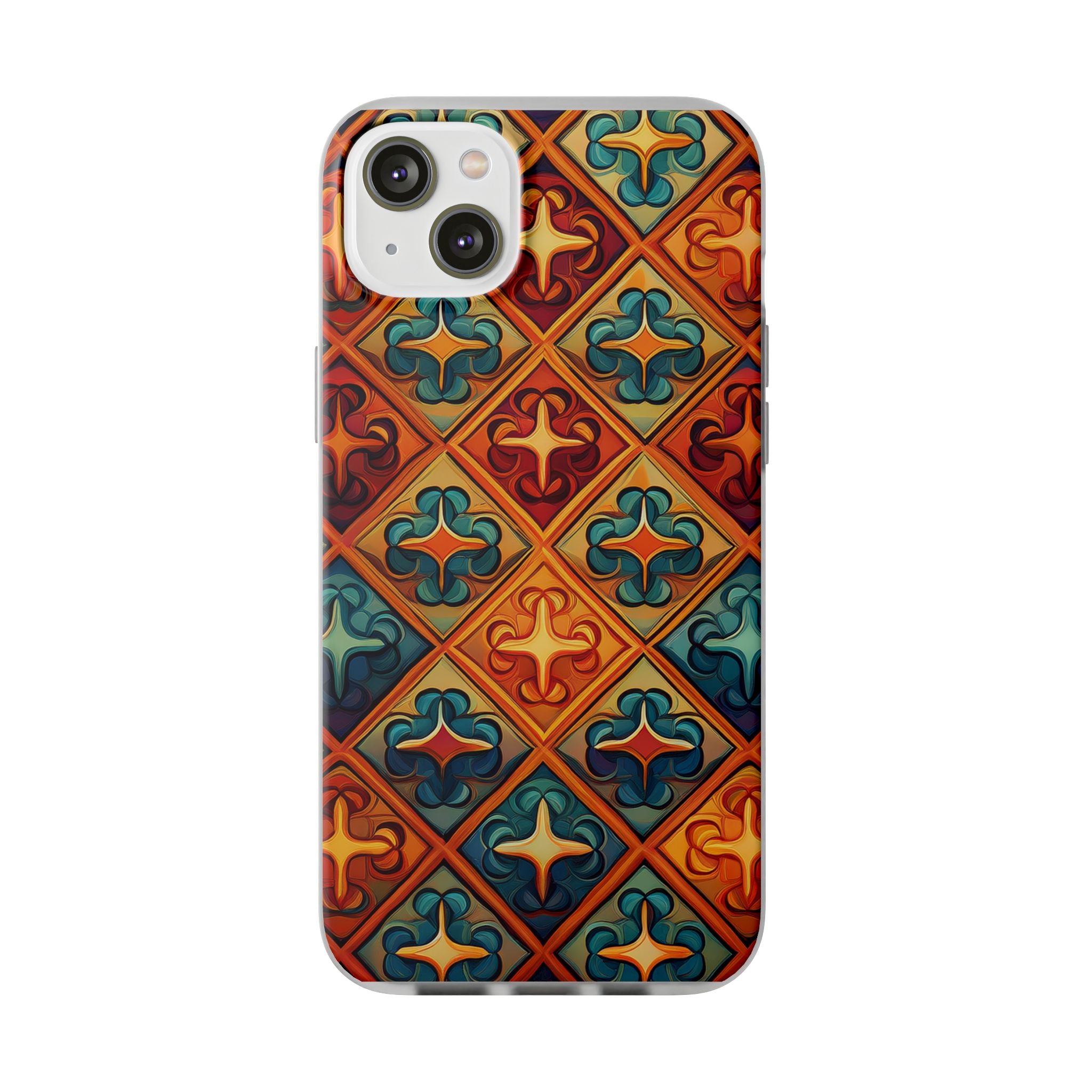 Vintage Tile Pattern Phone Case — Retro Moroccan Geometric Flexi Case