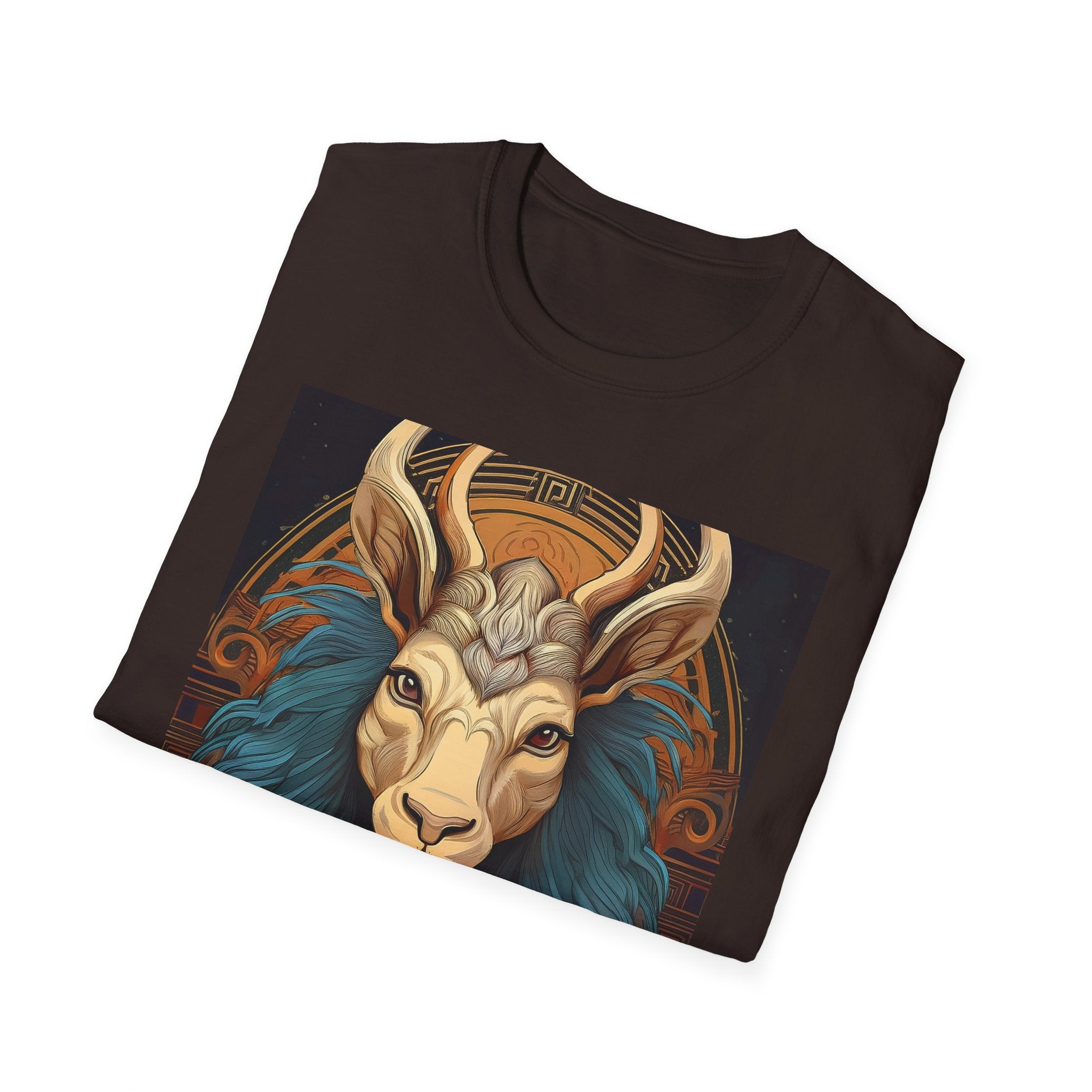 Mythic Ram Graphic T-Shirt — Ornate Zodiac/Leo-Inspired Art