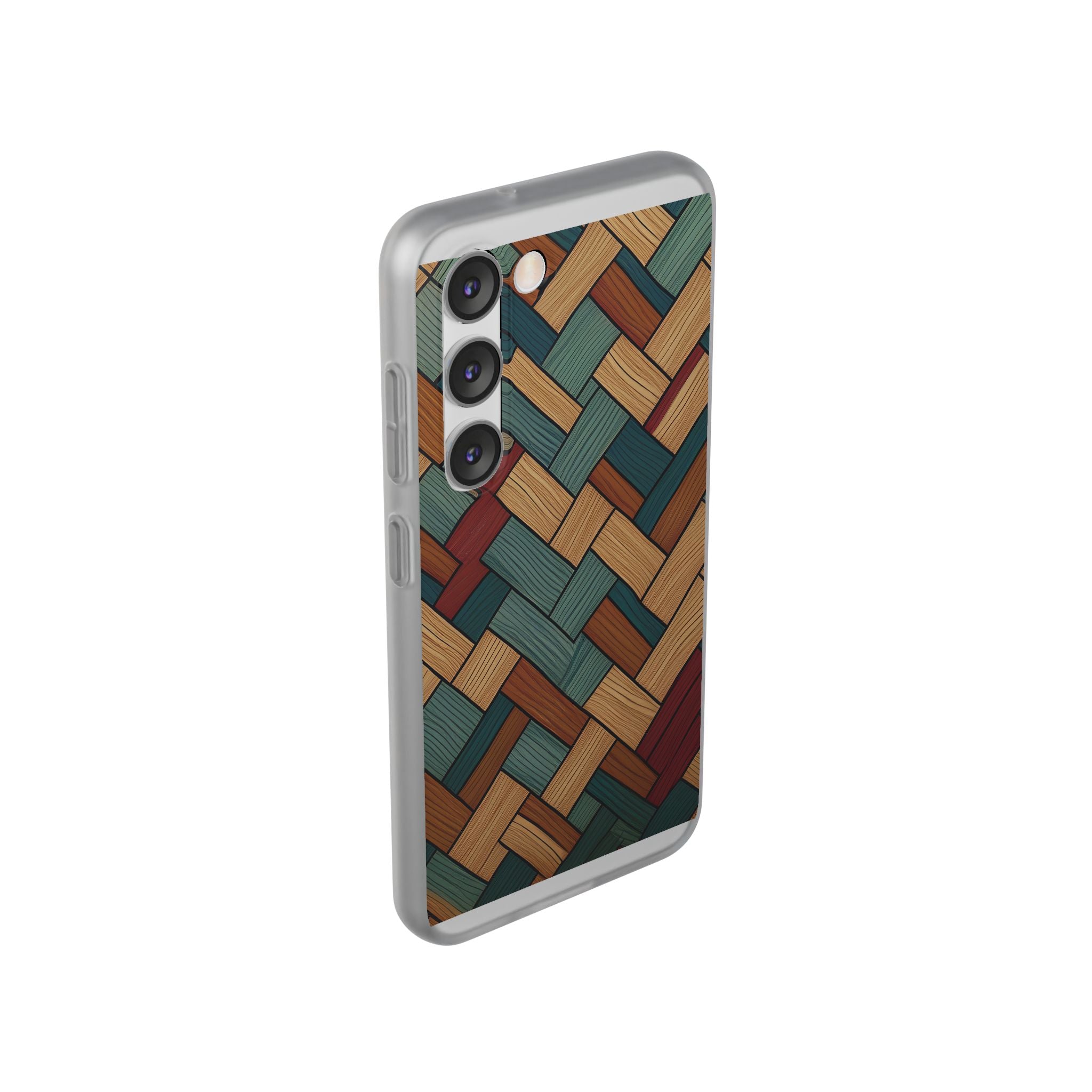 Woven Wood Pattern Phone Case — Rustic Geometric iPhone Flexi Case