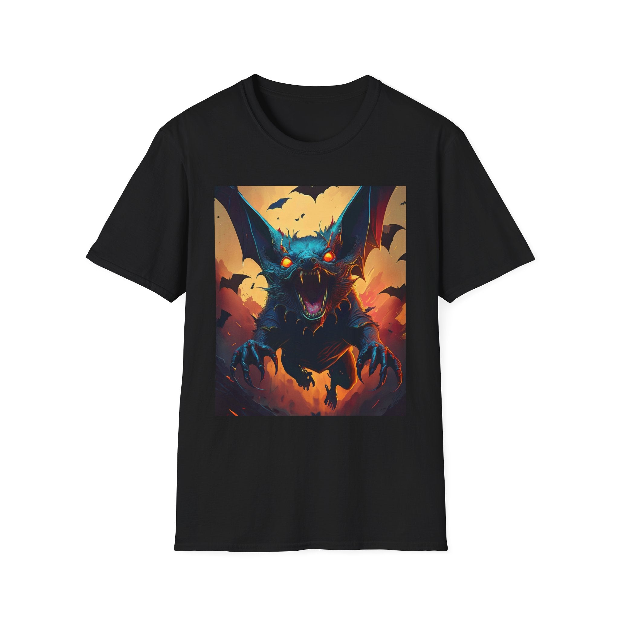 Halloween Bat Nightmare T-Shirt — Fiery Demon Bat Graphic Tee