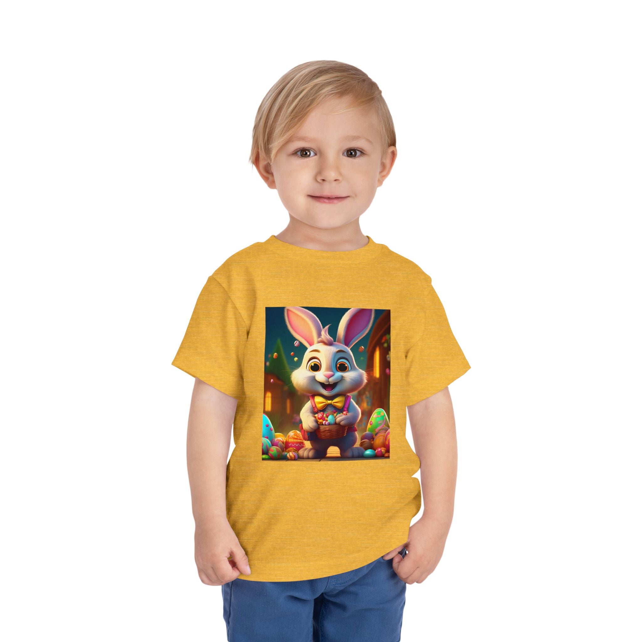 Easter Bunny Toddler Tee — Cute Bunny with Eggs Graphic Shirt