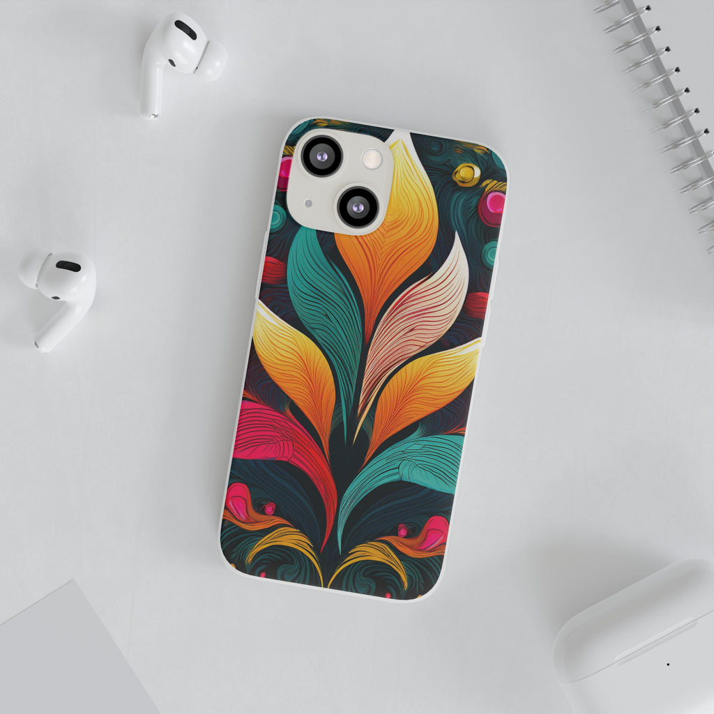 Floral Swirl Phone Case — Vibrant Boho Leaf Art Protective Cover