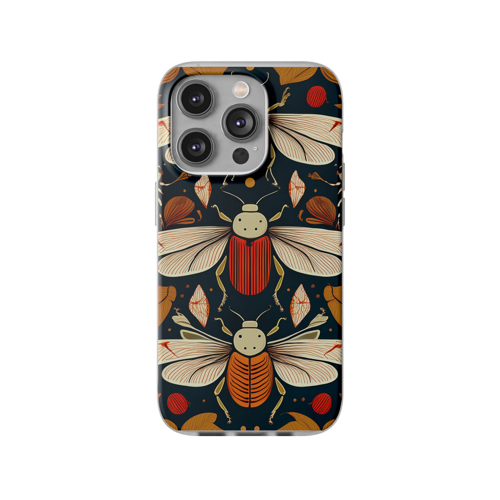 Bug Pattern Phone Case — Vintage Floral Firefly Design