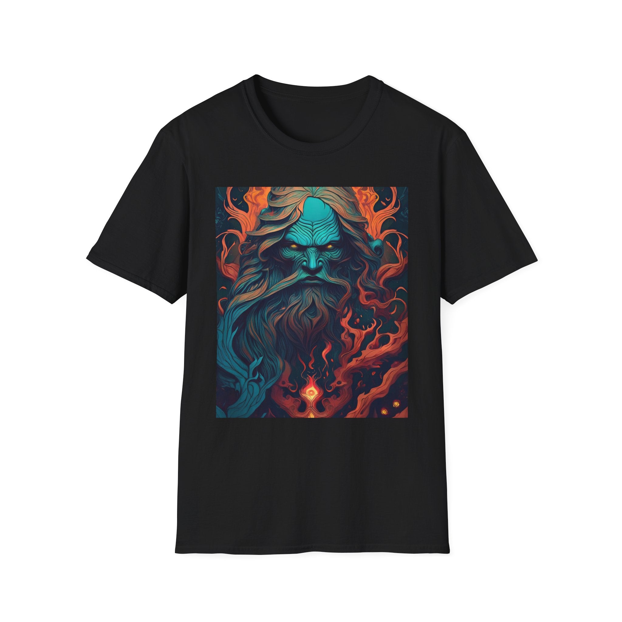 Mythic Sea God Graphic T-Shirt — Trident Poseidon Illustration