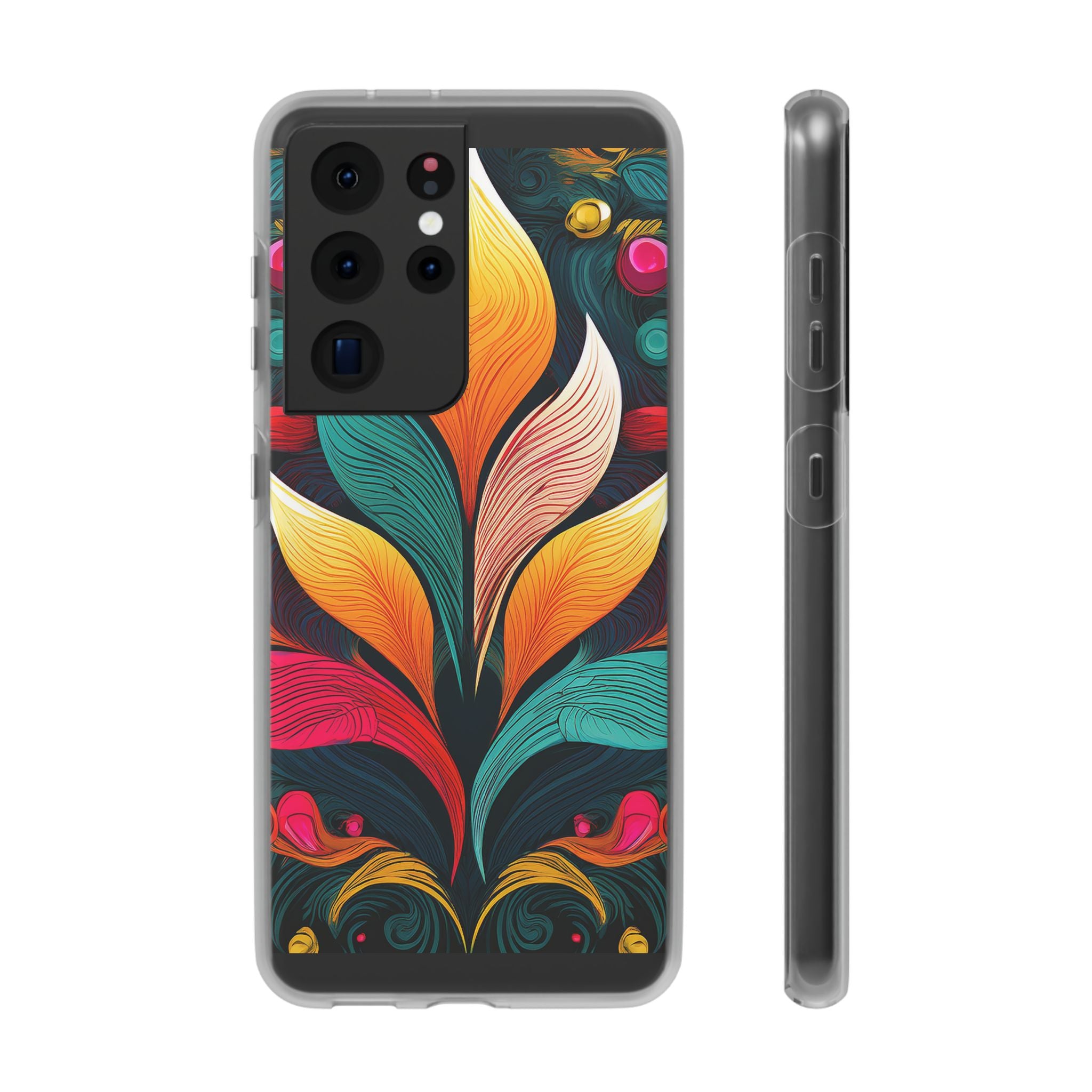 Floral Swirl Phone Case — Vibrant Boho Leaf Art Protective Cover