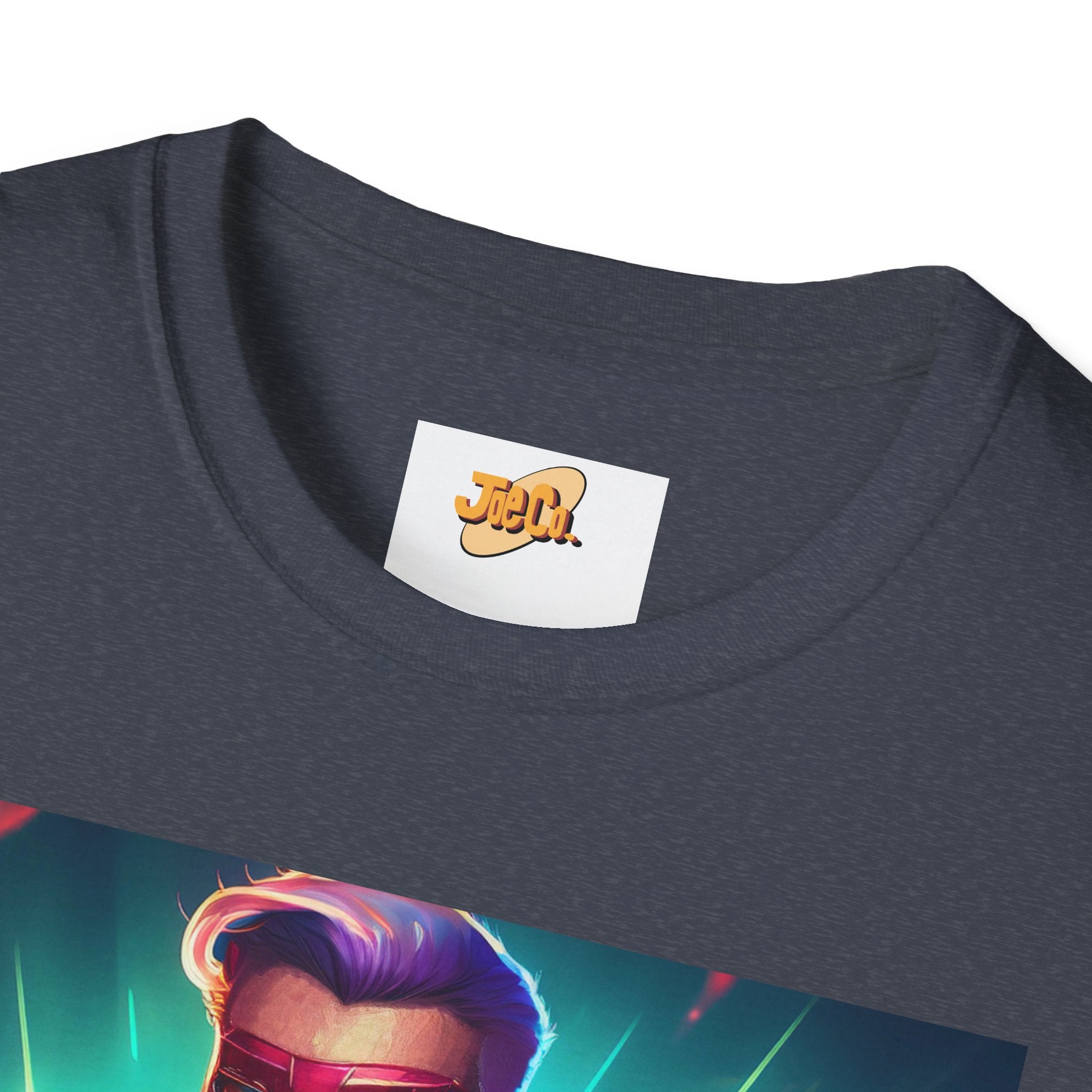 Superhero Graphic T-Shirt — Retro Neon Captain Chest Emblem