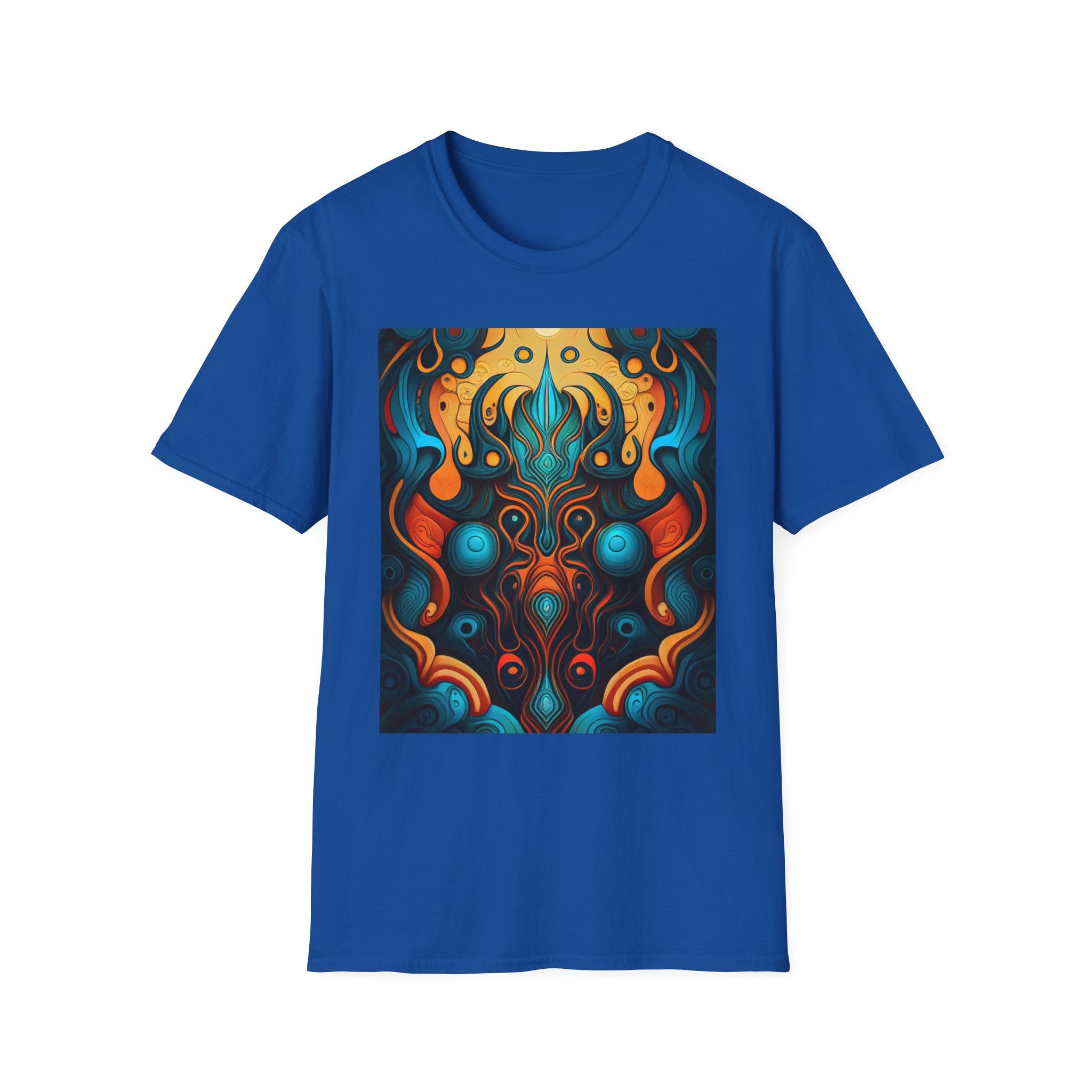 Psychedelic Abstract Mask T-Shirt — Vibrant Tribal Floral Art Tee