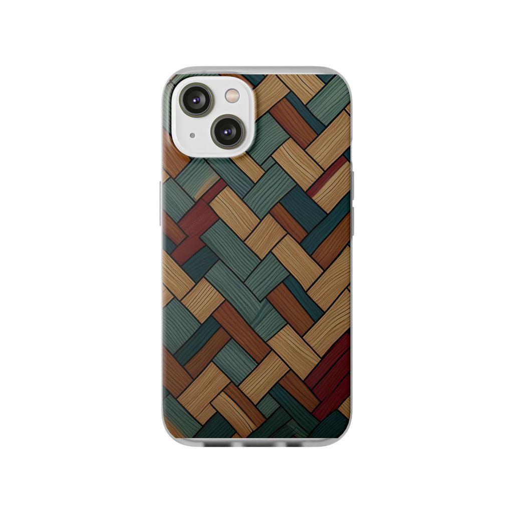 Woven Wood Pattern Phone Case — Rustic Geometric iPhone Flexi Case