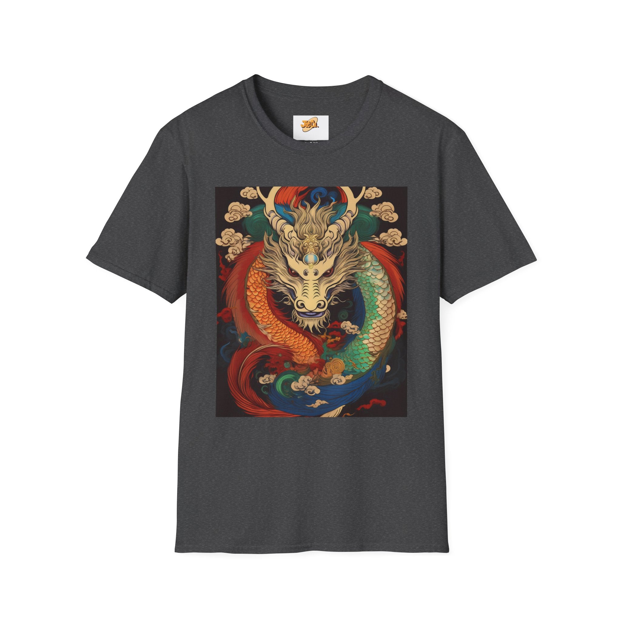 Dragon Koi Fusion T-Shirt — Vibrant Asian Mythical Dragon & Koi Art Tee