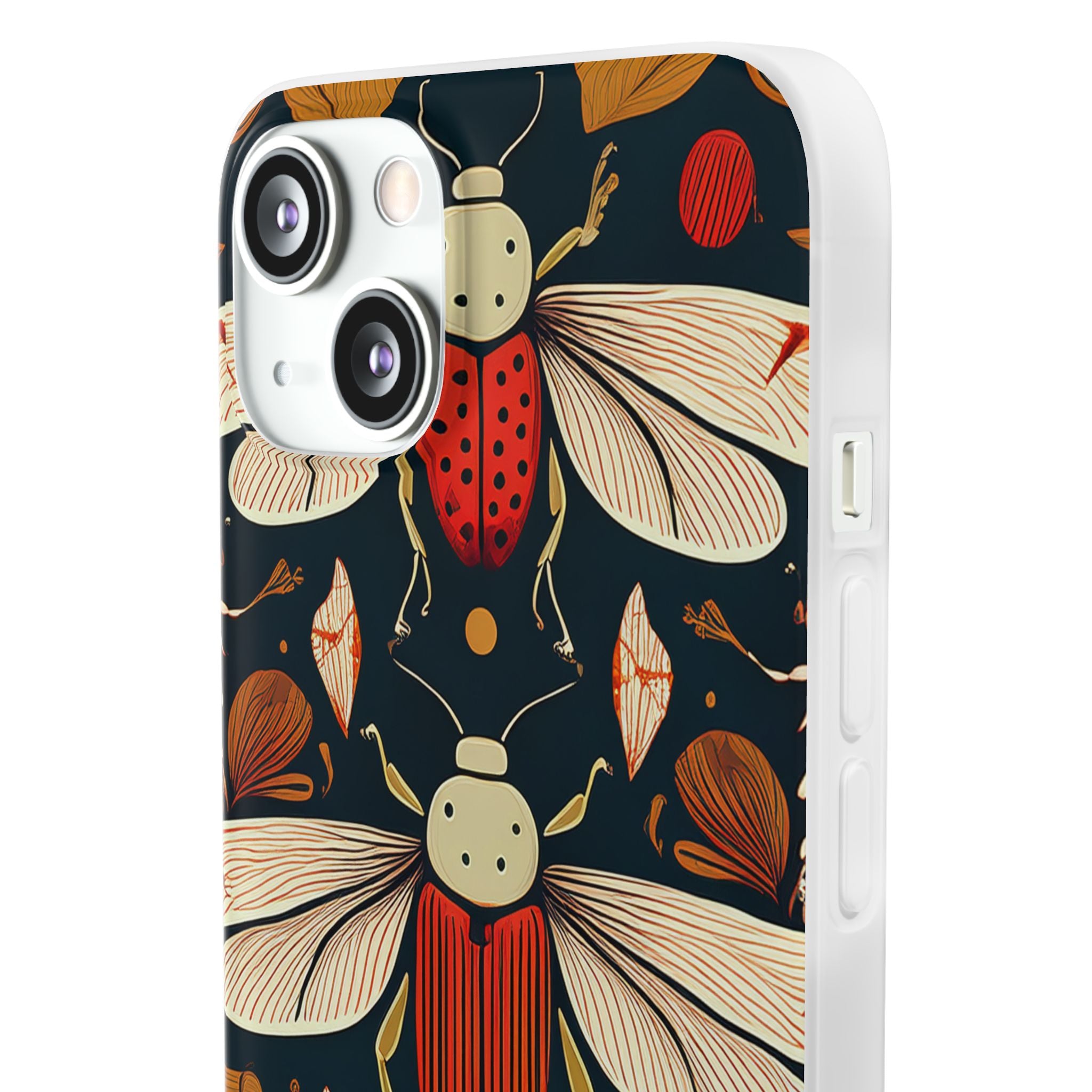 Bug Pattern Phone Case — Vintage Floral Firefly Design