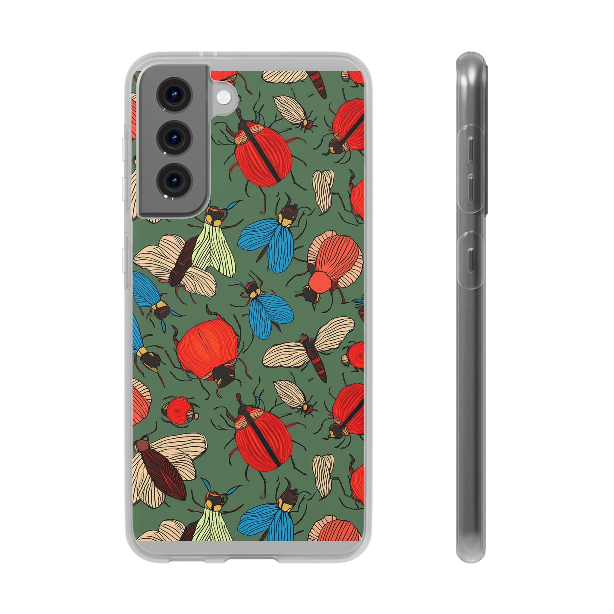 Bug Pattern Phone Case — Colorful Beetles & Flies Design