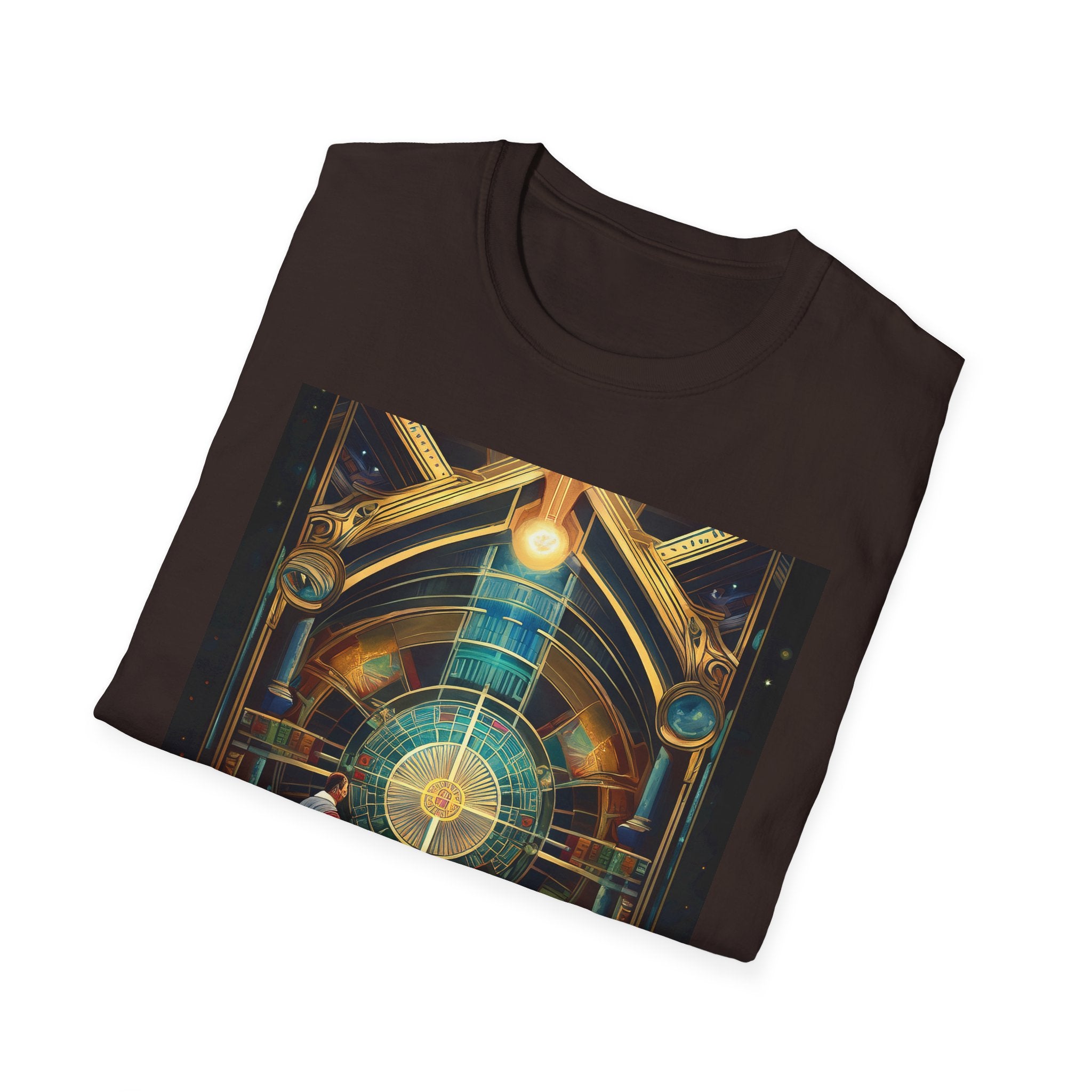 Mystic Observatory Art Tee — Cosmic Circle Gathering Graphic T-Shirt