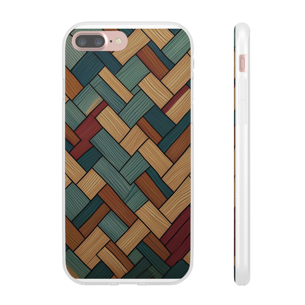 Woven Wood Pattern Phone Case — Rustic Geometric iPhone Flexi Case