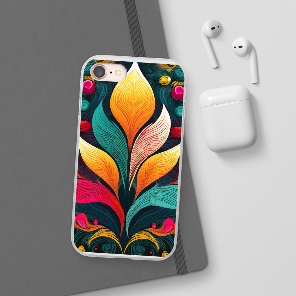 Floral Swirl Phone Case — Vibrant Boho Leaf Art Protective Cover