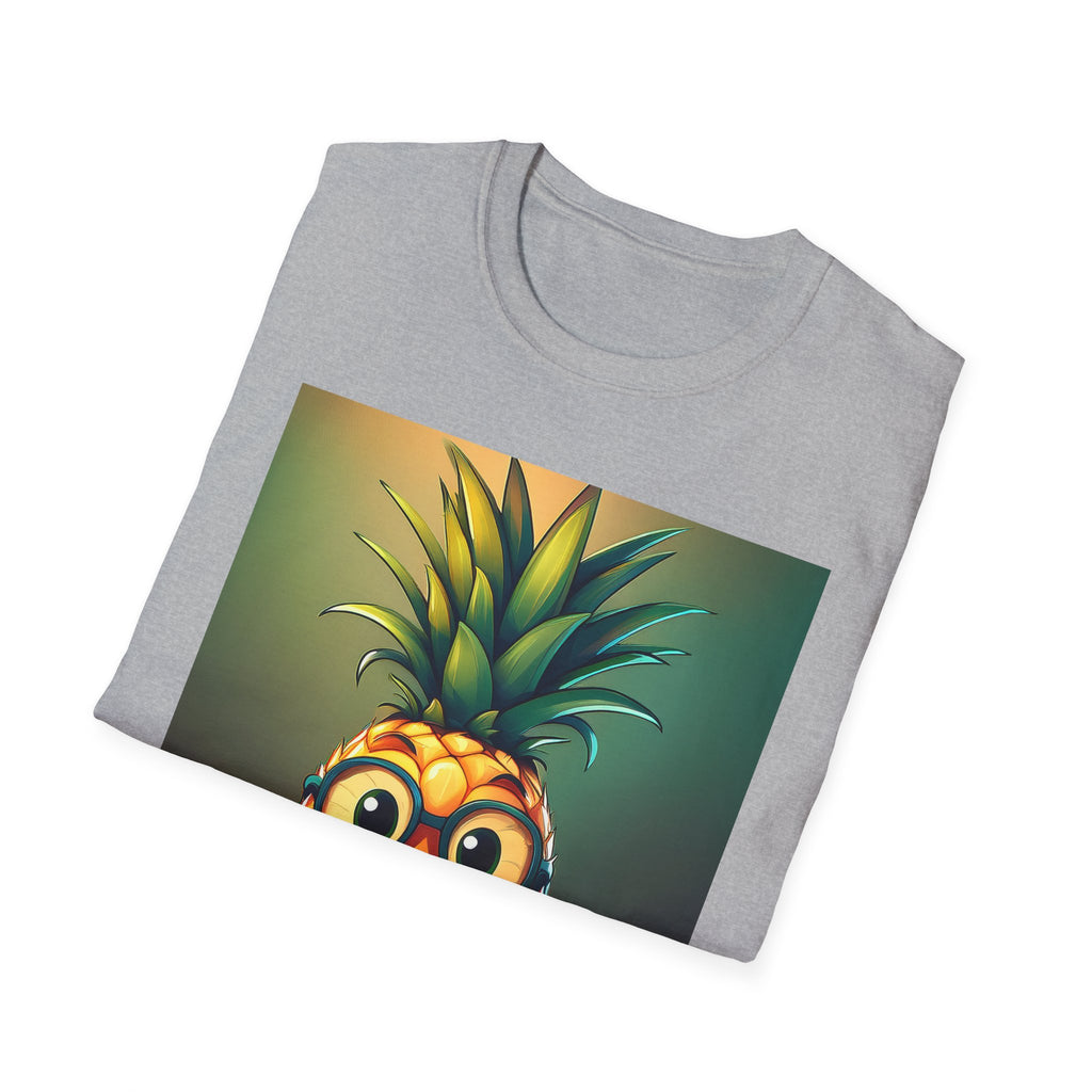 Pineapple Cartoon T-Shirt — Cute Smiling Pineapple with Glasses Tee