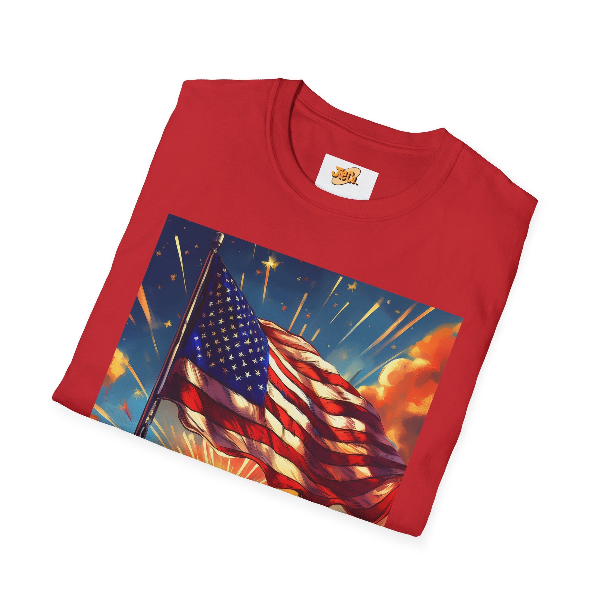American Flag Sunrise T-Shirt — Patriotic USA Sunset Graphic Tee