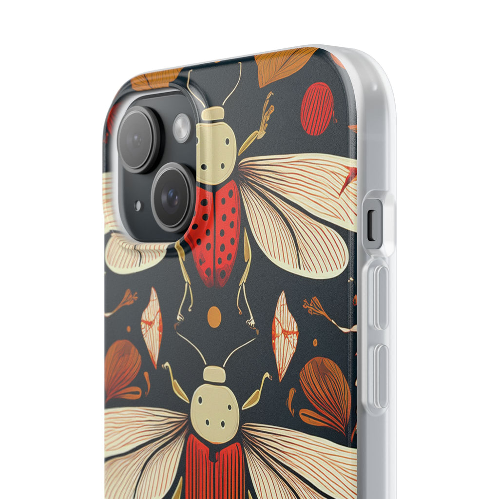 Bug Pattern Phone Case — Vintage Floral Firefly Design