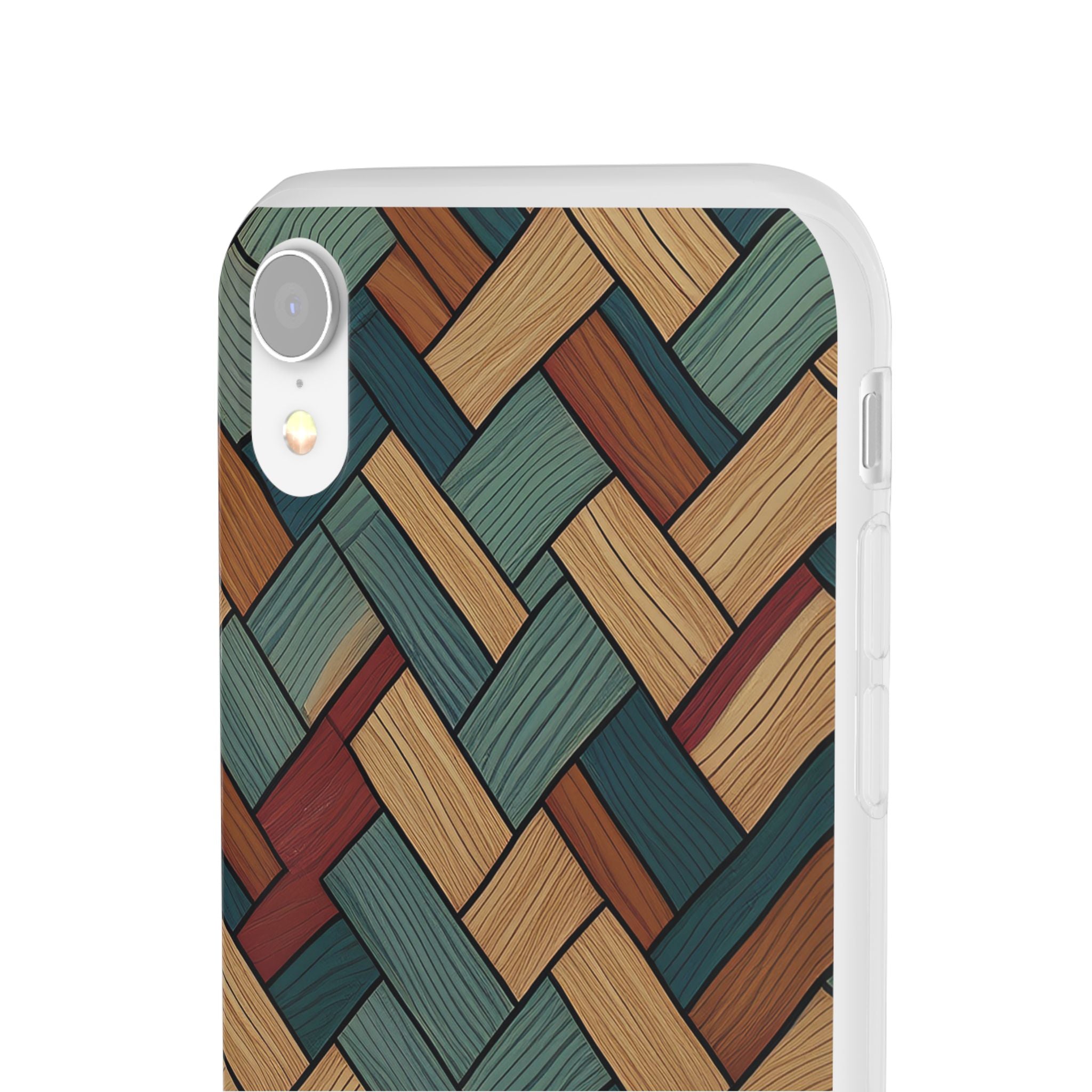 Woven Wood Pattern Phone Case — Rustic Geometric iPhone Flexi Case