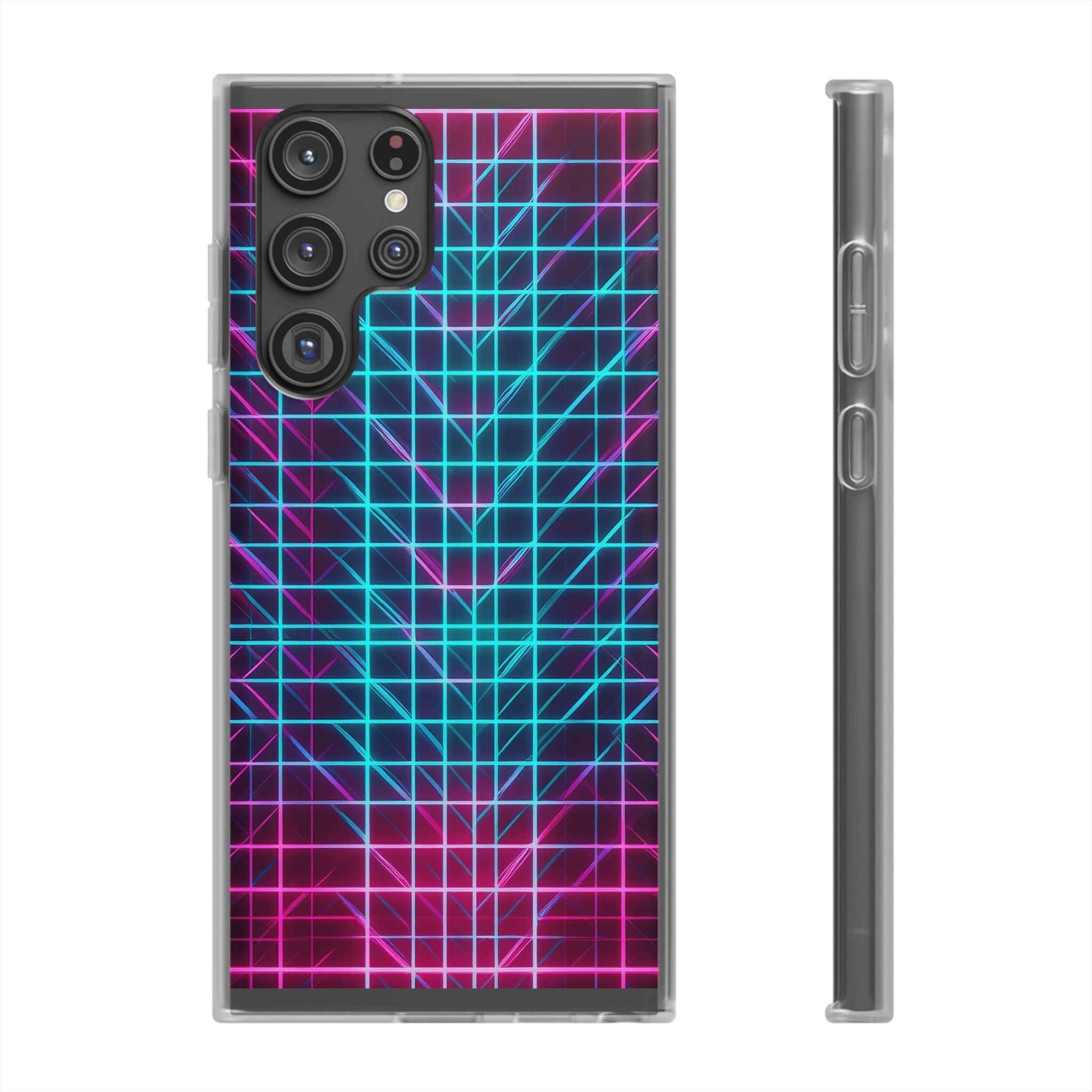 Retro Neon Grid Phone Case – 80s Vaporwave Geometric iPhone Cover