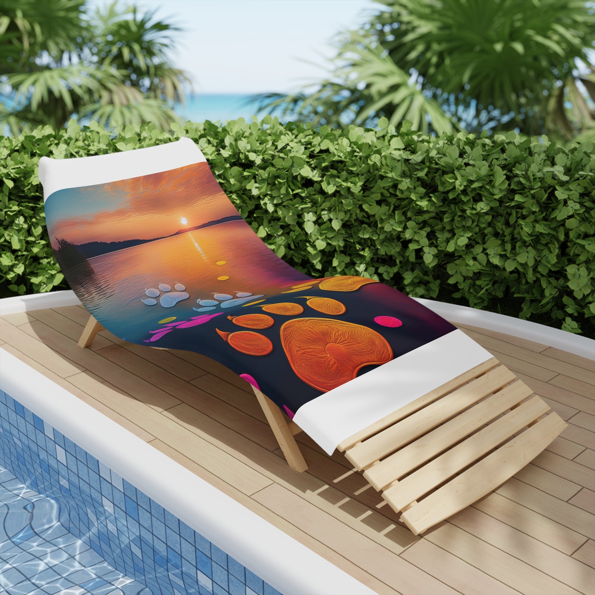 Sunset Pawprints Beach Towel — Colorful Paw Print Sunset Beach Towel for Dog Lovers