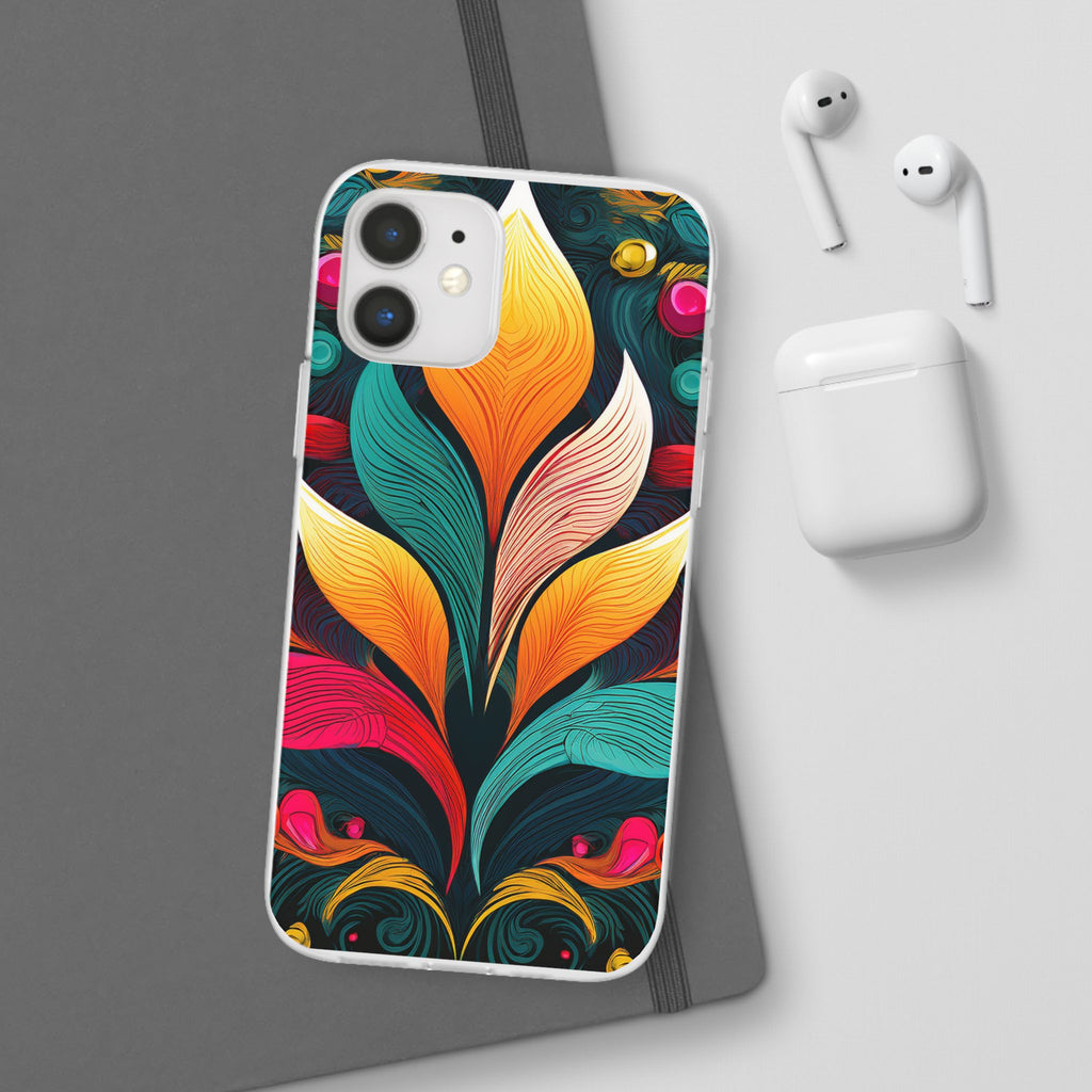 Floral Swirl Phone Case — Vibrant Boho Leaf Art Protective Cover