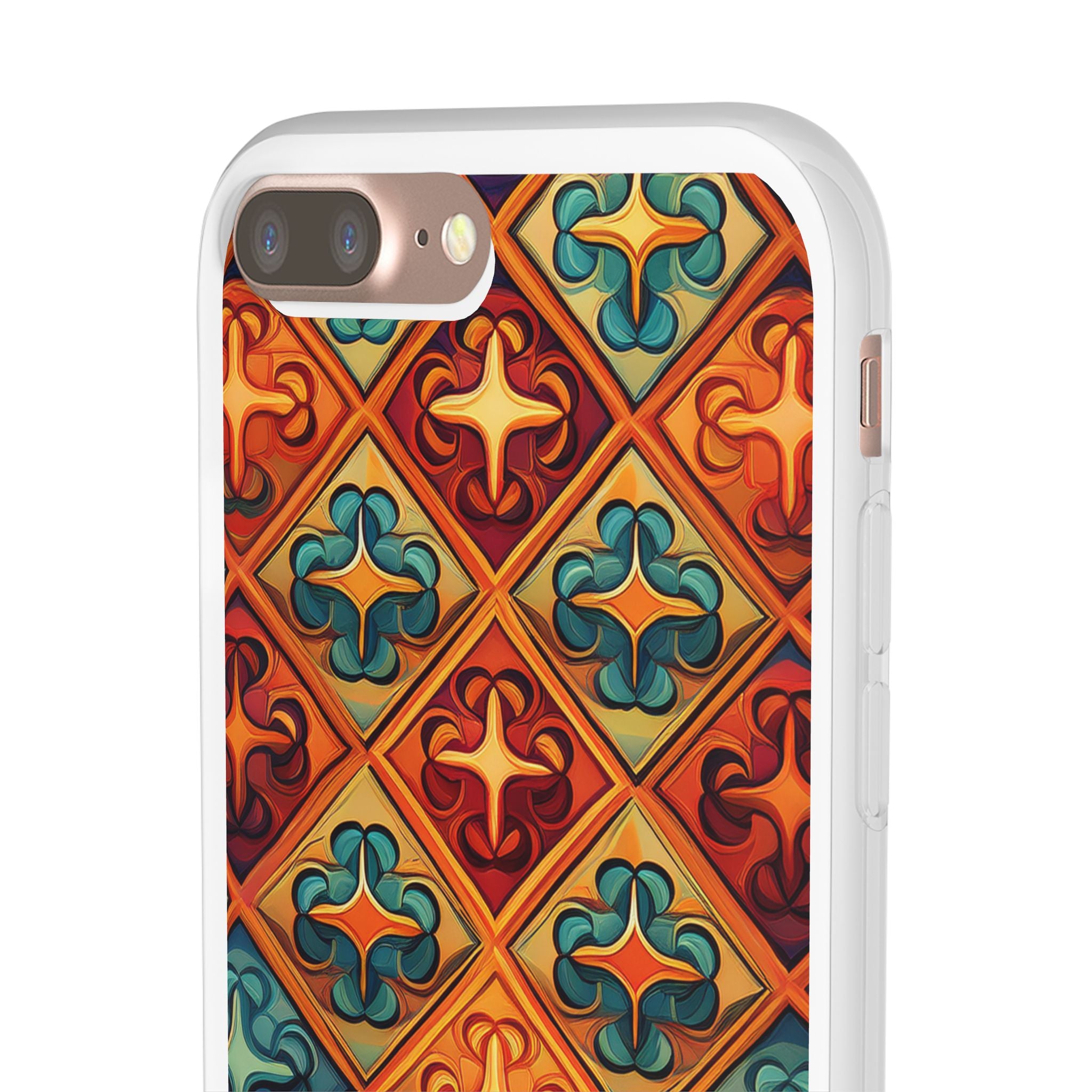 Vintage Tile Pattern Phone Case — Retro Moroccan Geometric Flexi Case