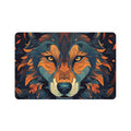 Wolf Art Pet Food Mat (12x18) — Colorful Tribal Wolf Placemat for Dog & Cat Bowls