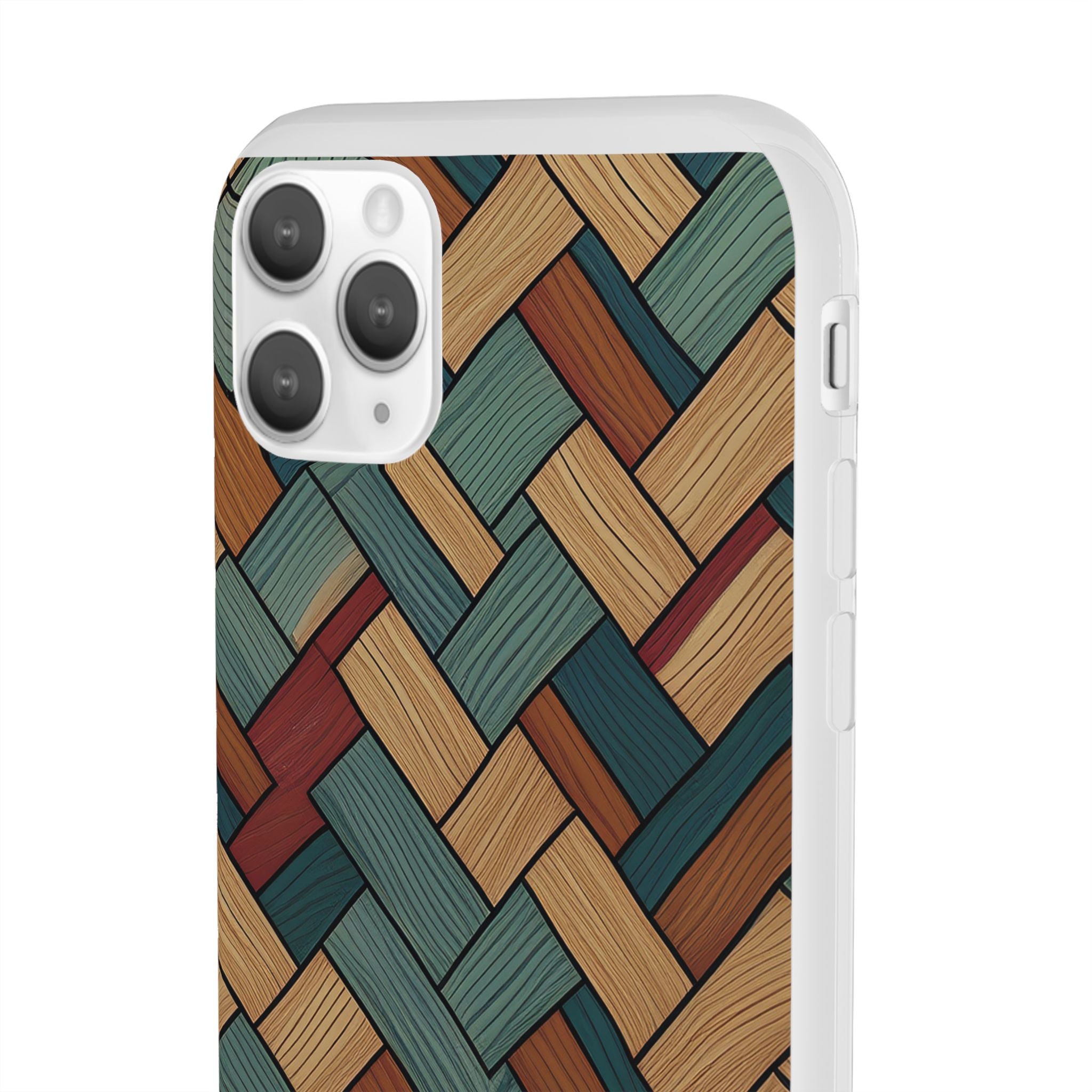 Woven Wood Pattern Phone Case — Rustic Geometric iPhone Flexi Case