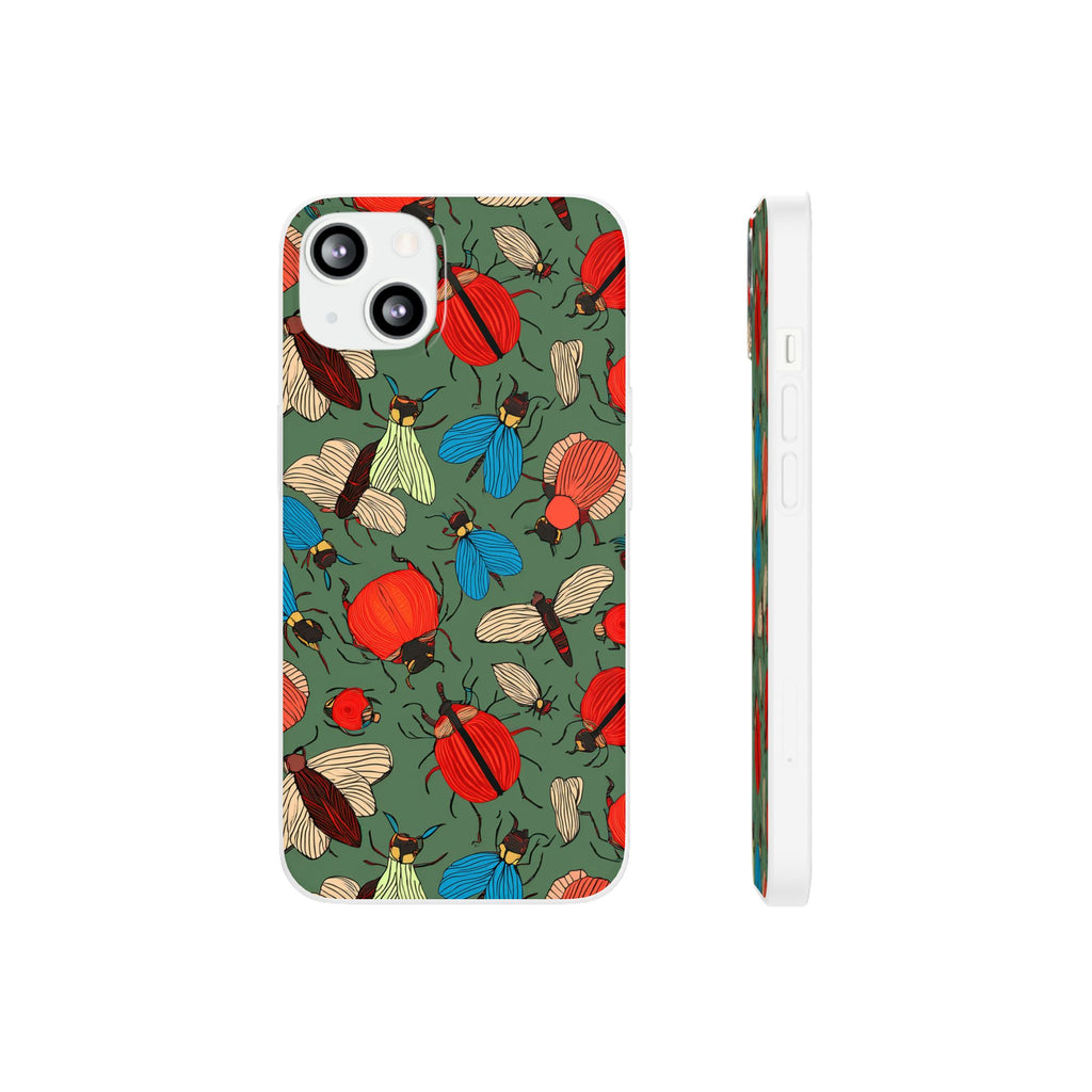 Bug Pattern Phone Case — Colorful Beetles & Flies Design