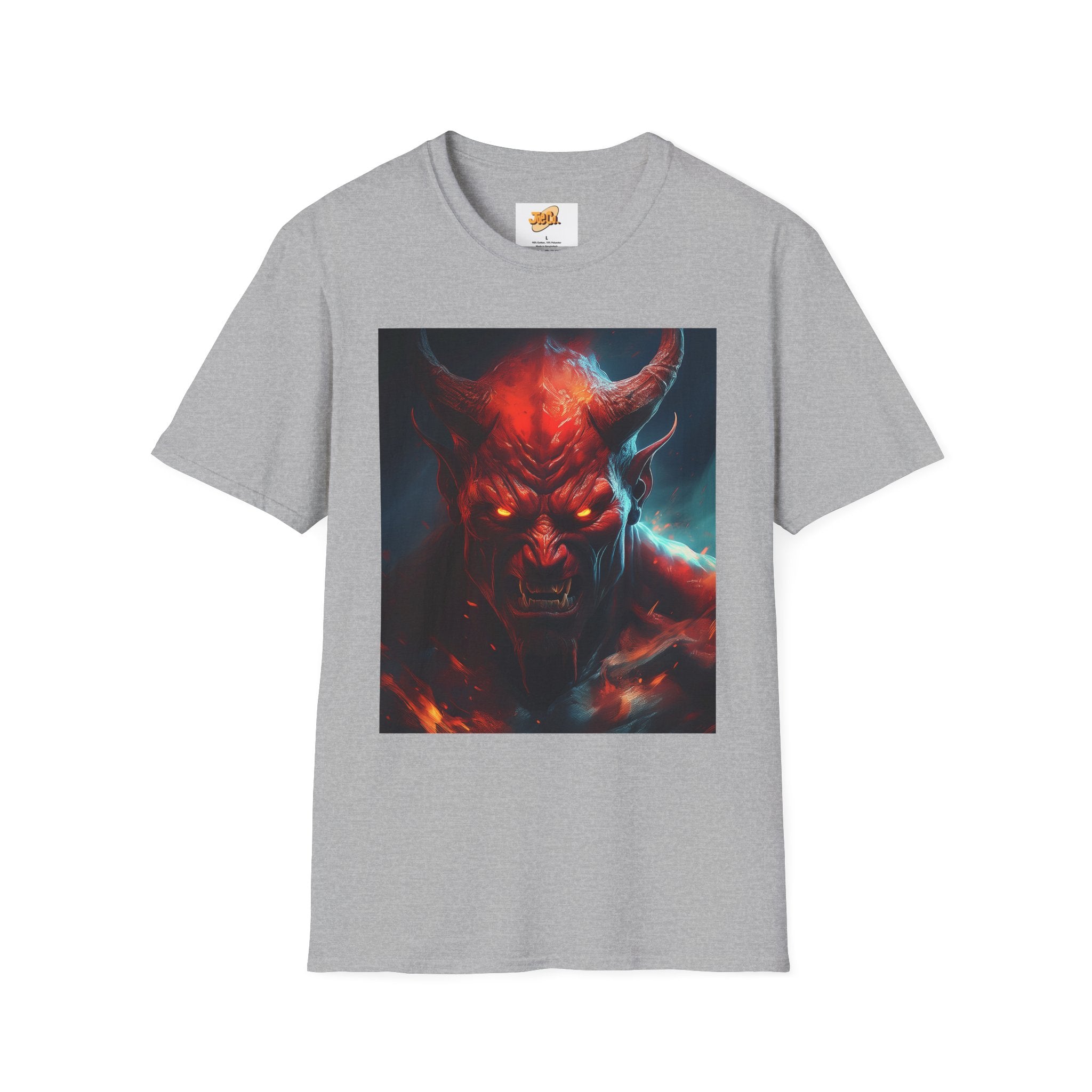 Demon Skull T-Shirt — Fiery Horned Demon Graphic Tee