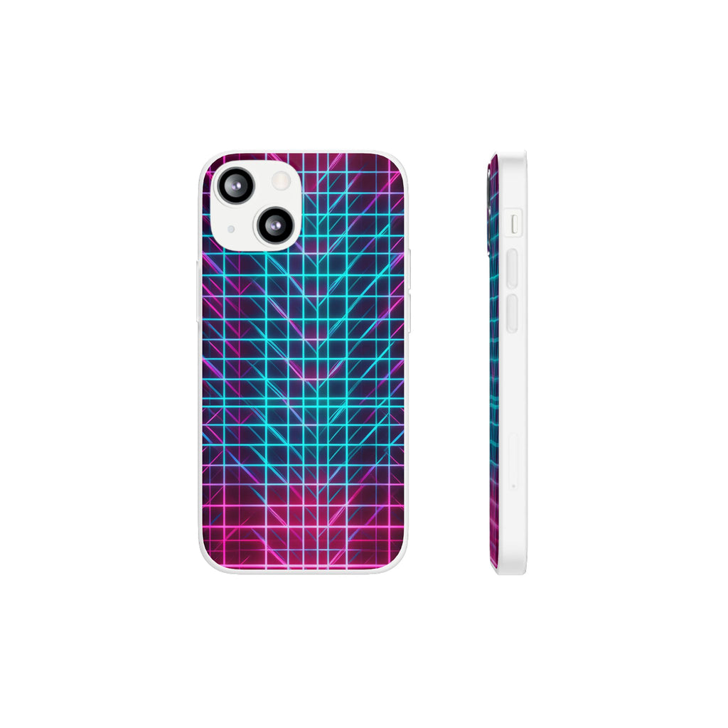 Retro Neon Grid Phone Case – 80s Vaporwave Geometric iPhone Cover