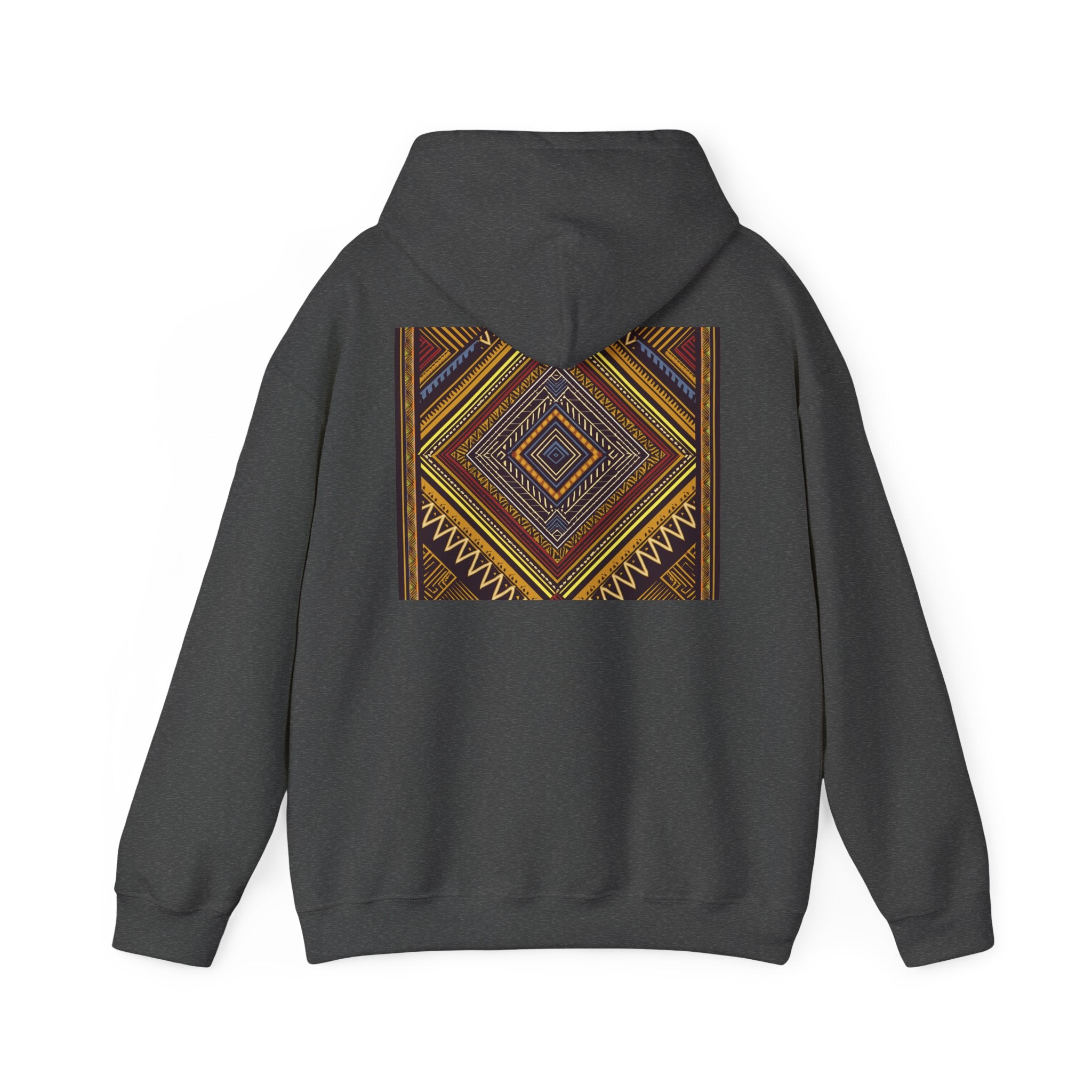 Boho Geometric Diamond Hoodie – Earthy Tribal Pattern Pullover