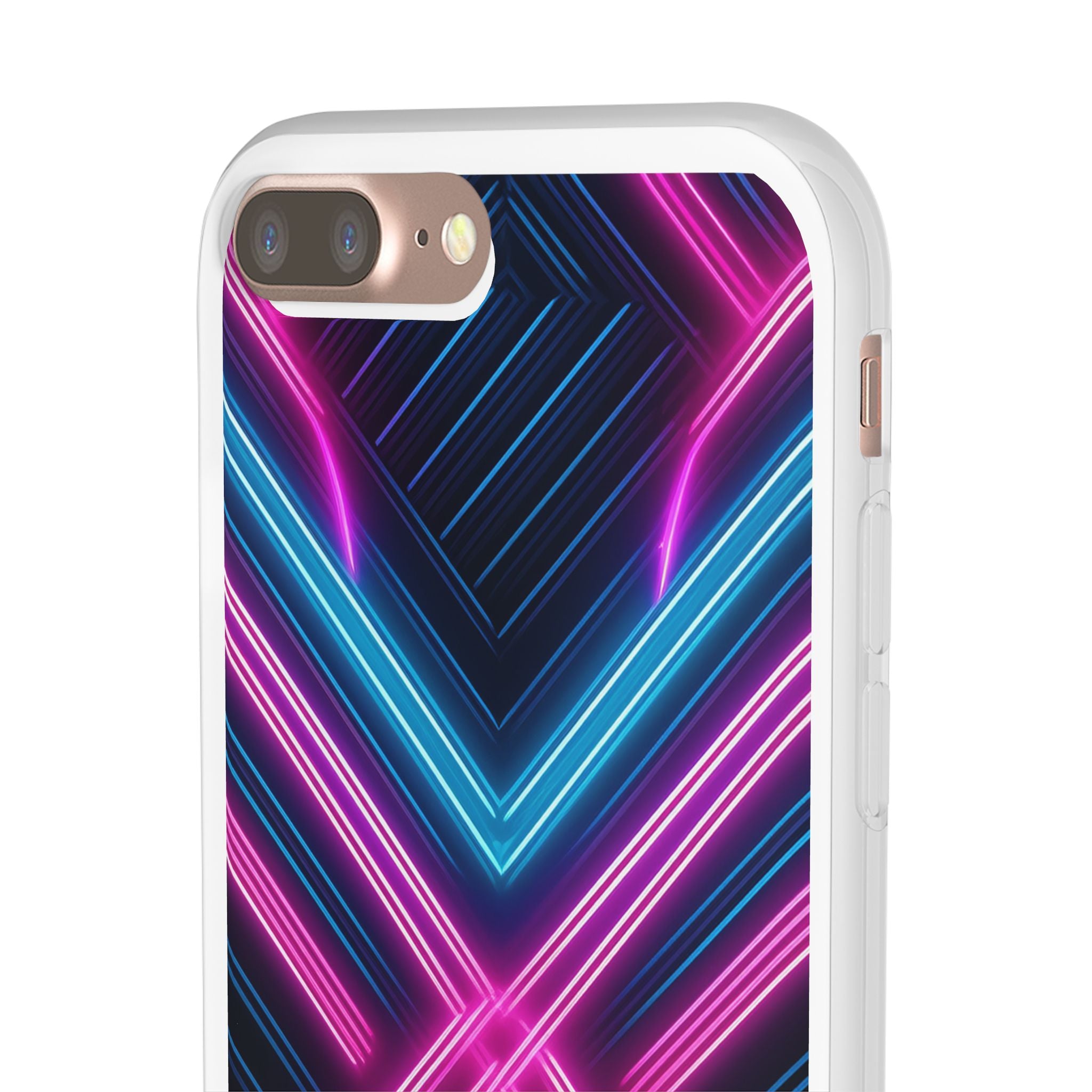 Neon Geometric Phone Case – Retro Vibes Blue & Pink Flexi Case