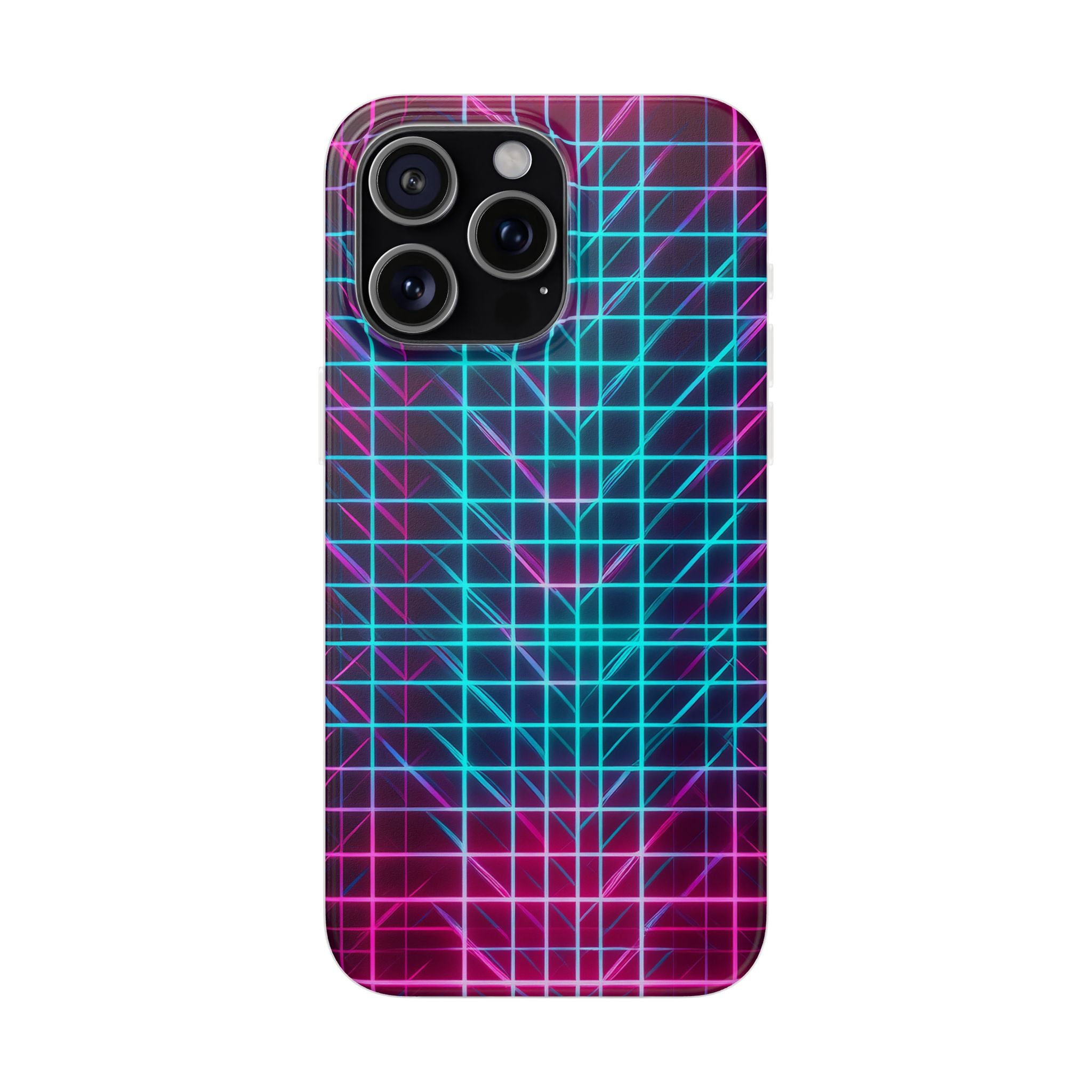 Retro Neon Grid Phone Case – 80s Vaporwave Geometric iPhone Cover