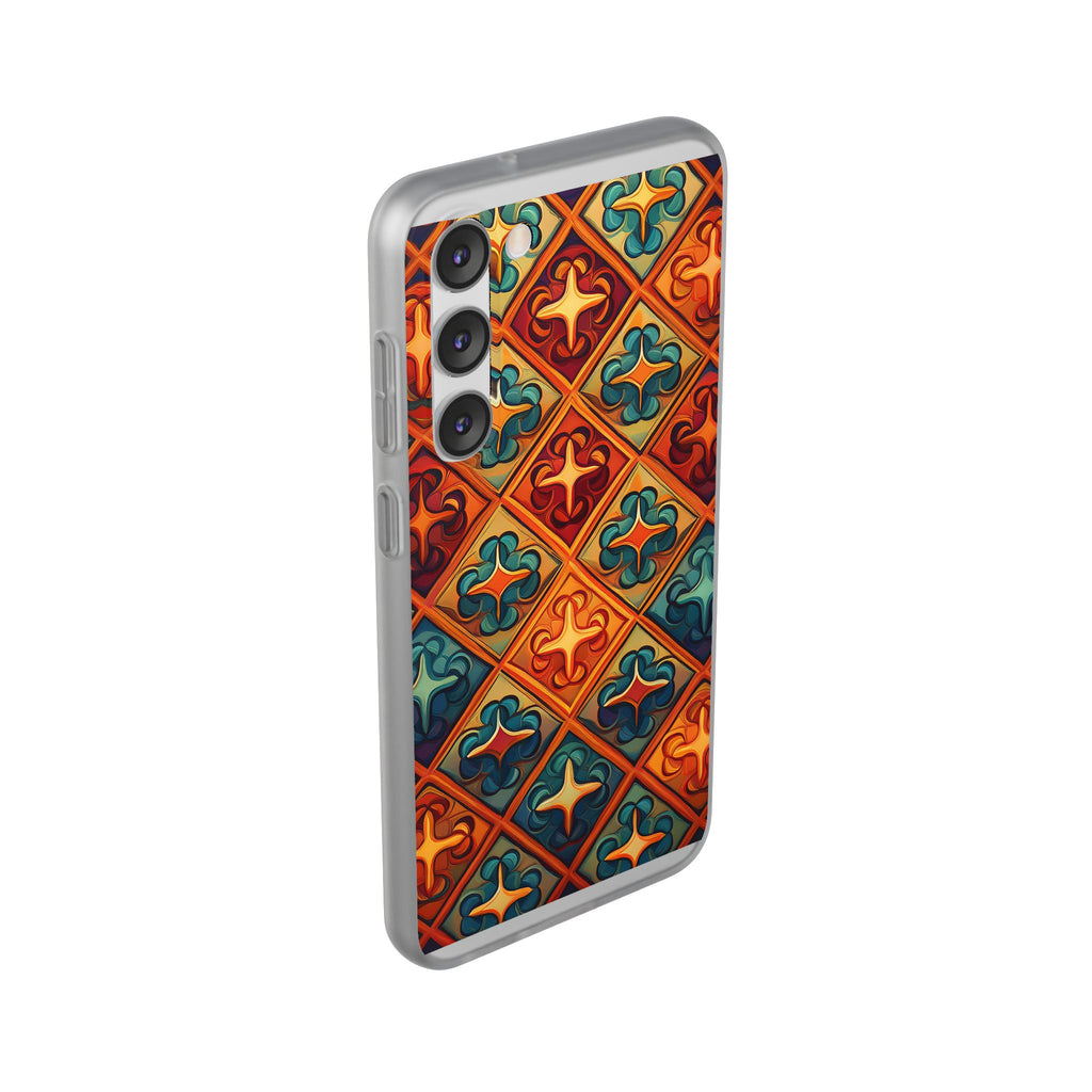 Vintage Tile Pattern Phone Case — Retro Moroccan Geometric Flexi Case