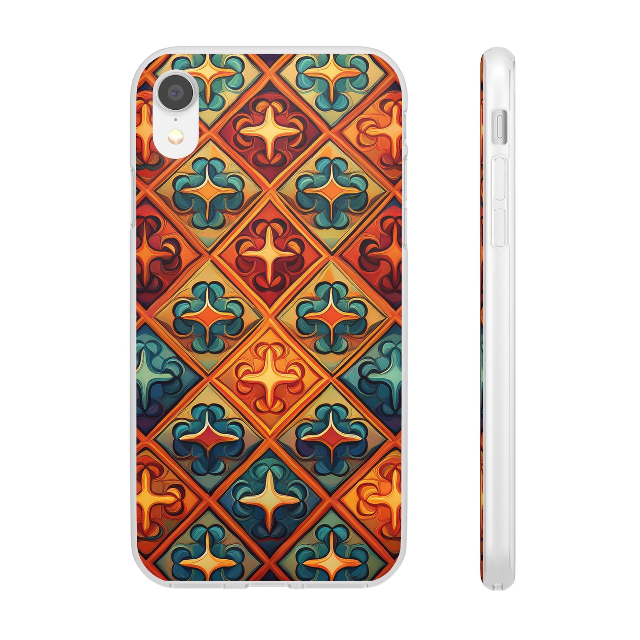 Vintage Tile Pattern Phone Case — Retro Moroccan Geometric Flexi Case