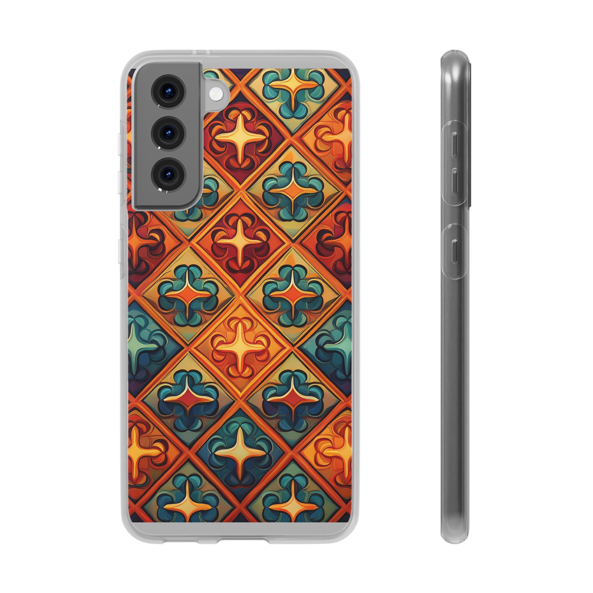 Vintage Tile Pattern Phone Case — Retro Moroccan Geometric Flexi Case