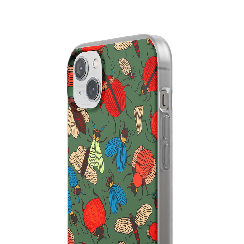 Bug Pattern Phone Case — Colorful Beetles & Flies Design